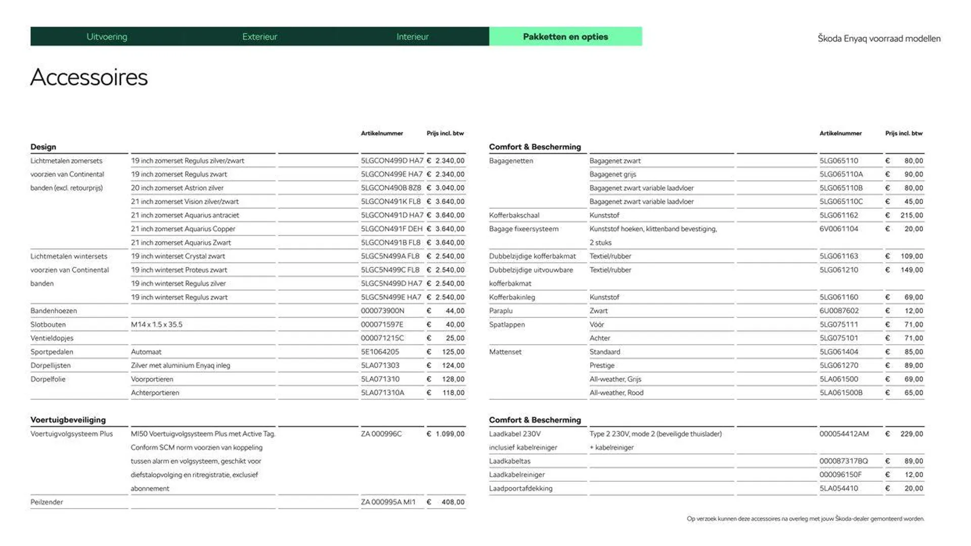 Škoda Enyaq Voorraad prijslijst per 15 augustus 2024 van 1 augustus tot 1 augustus 2025 - Folder pagina 13