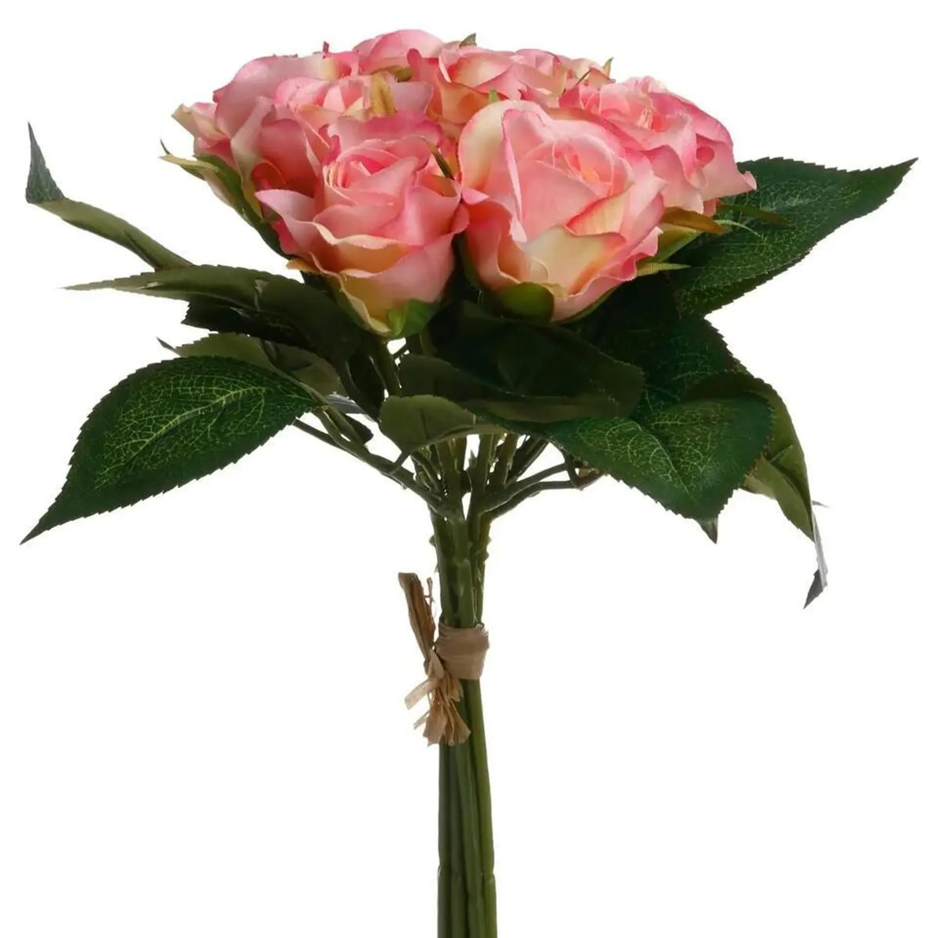 Atmosphera - kunstbloemen boeket - 9 roze rozen - 24 cm