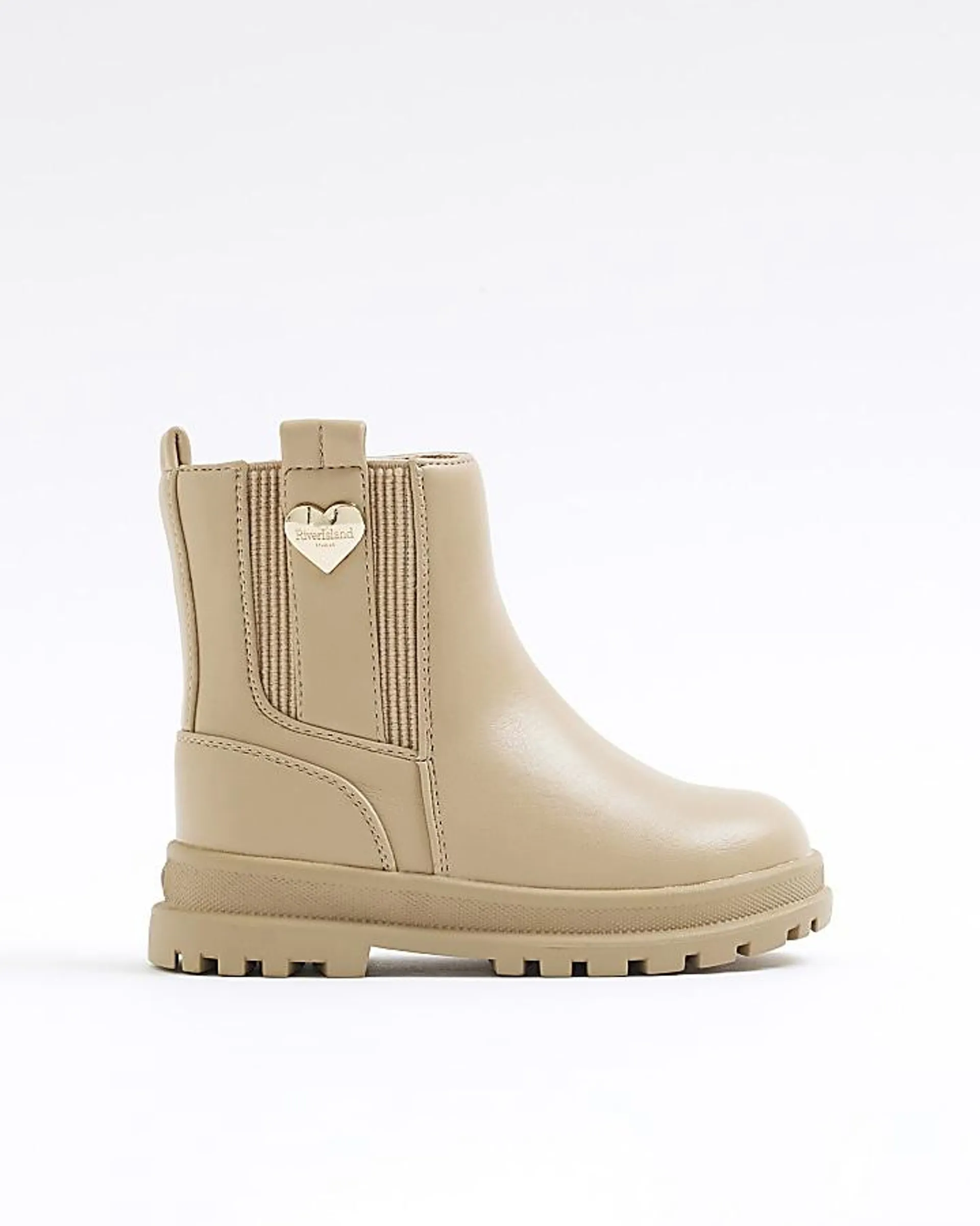 Mini Girls Beige Patent stud Chelsea Boot