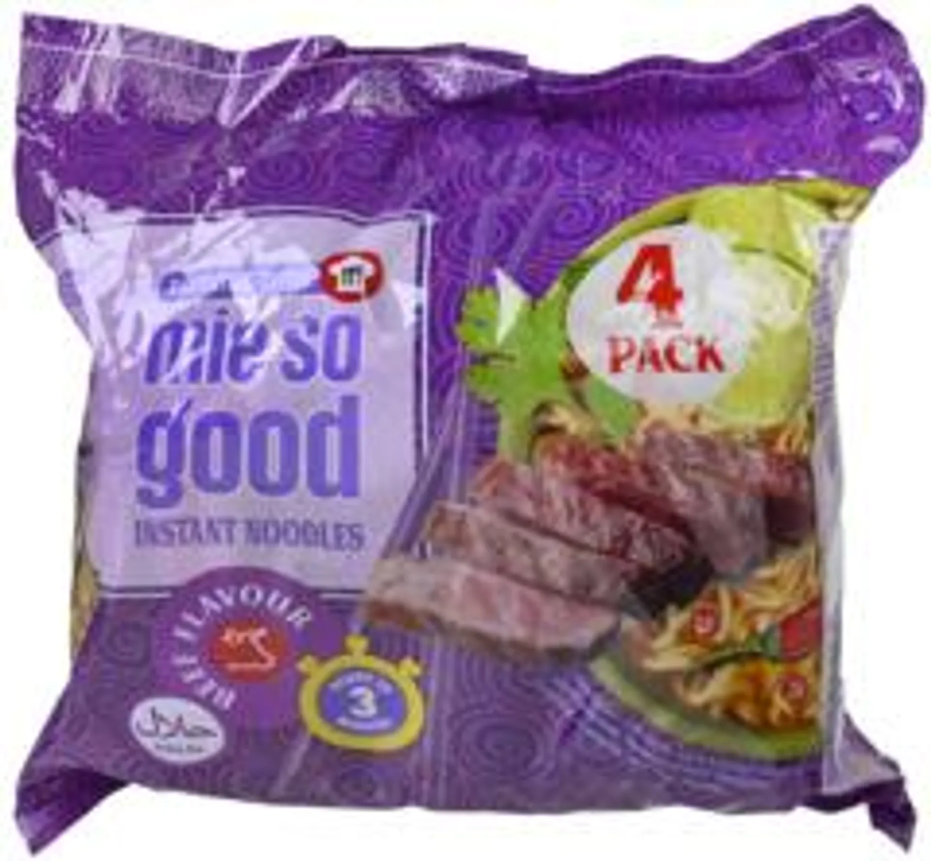 5 pakken Mie So Good Instant Noodles Beef 4x60g