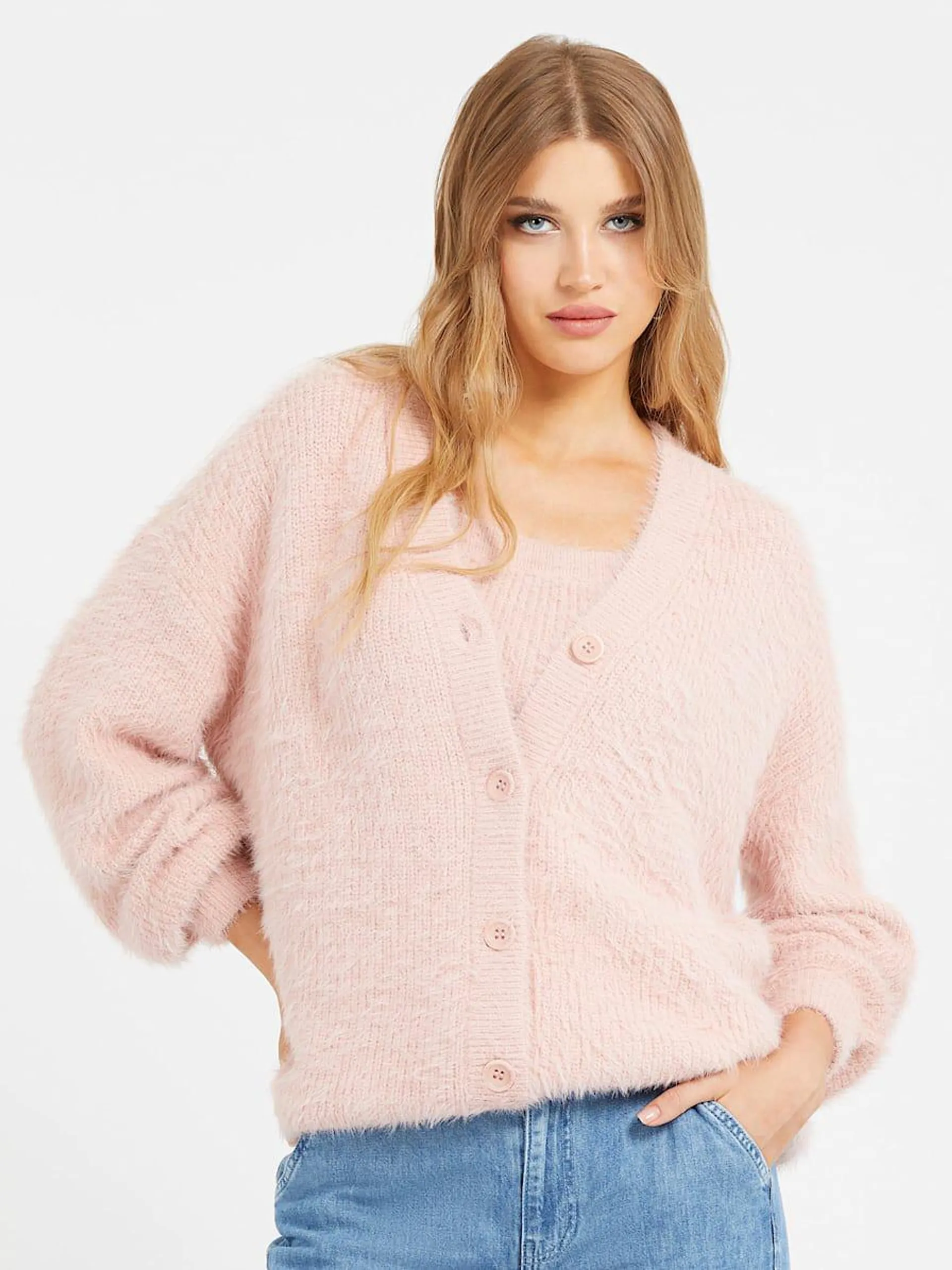 Flauschiger strick-cardigan