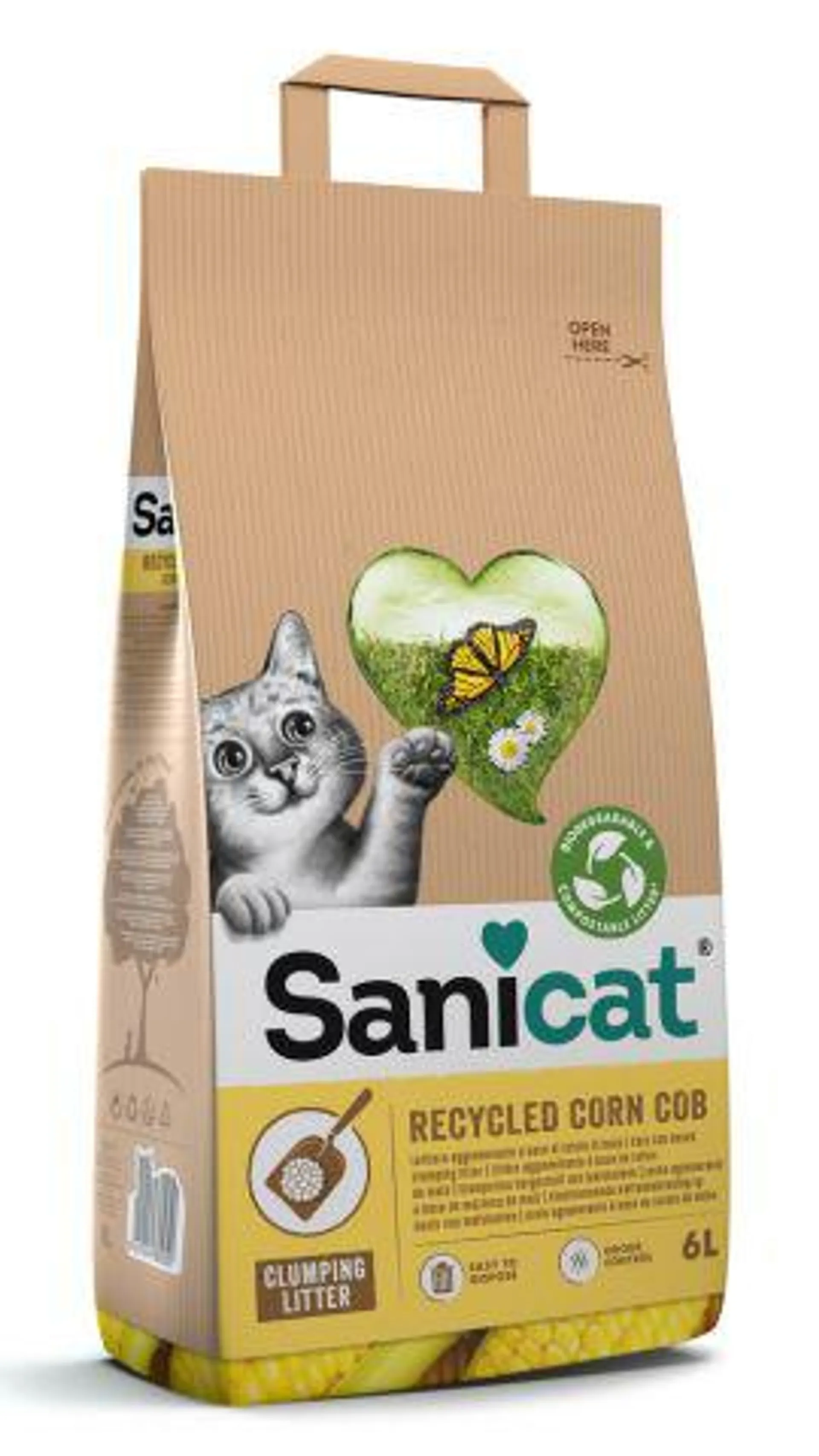 Sanicat 100% Corn Cob - Kattenbakvulling - Fijn - 6 L