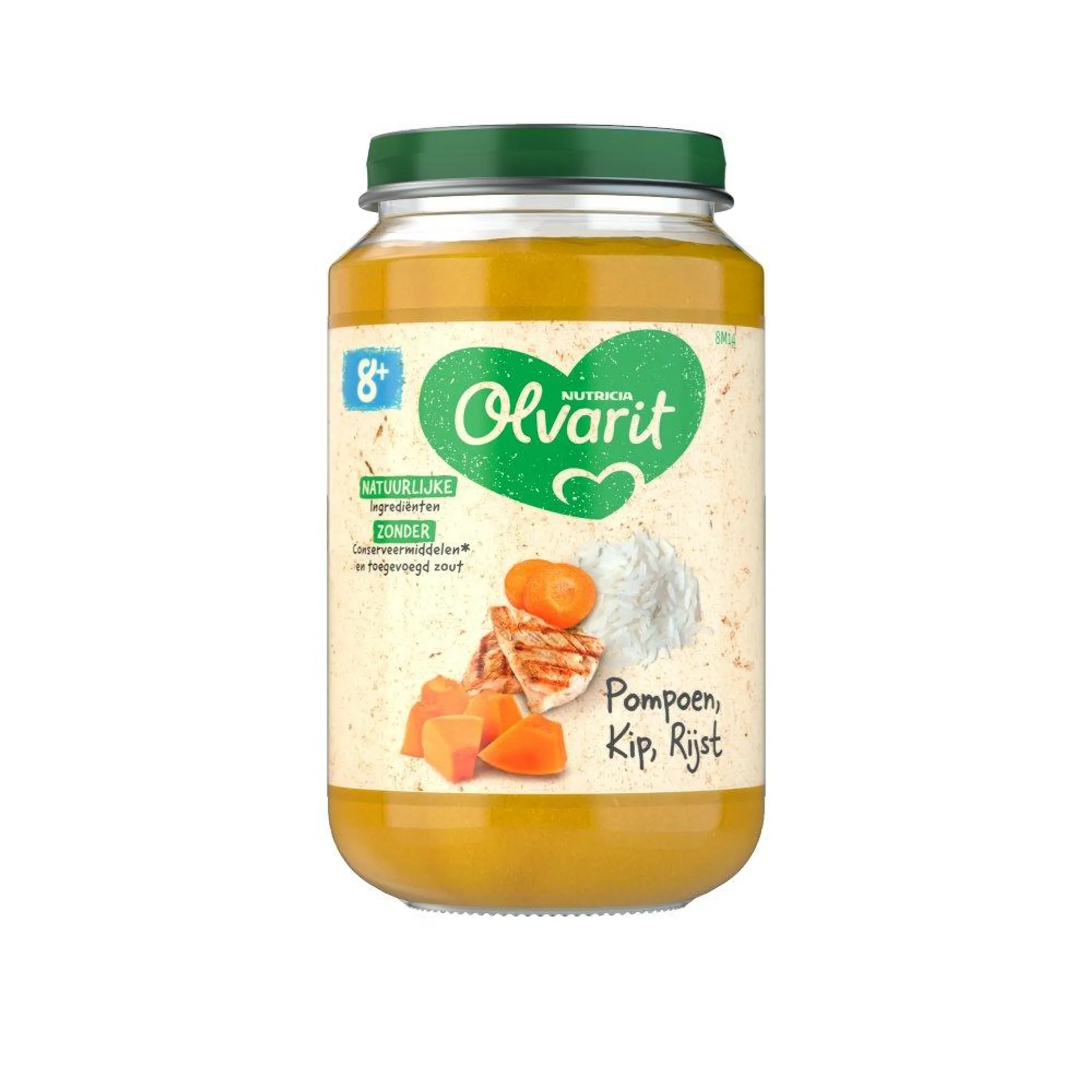 Olvarit Pompoen Kip Rijst 8+ Maanden 200 g