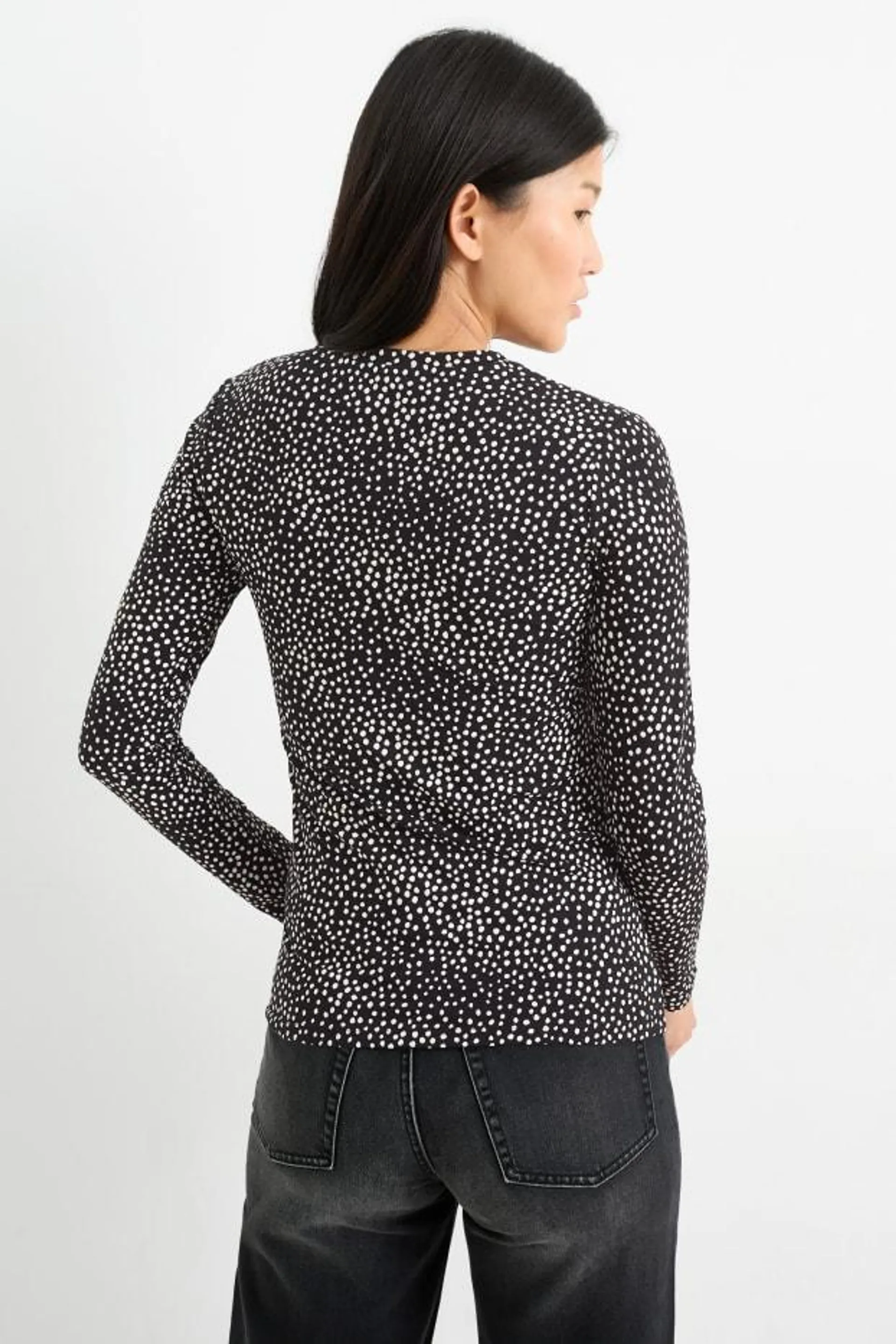 Basic long sleeve top - polka dot