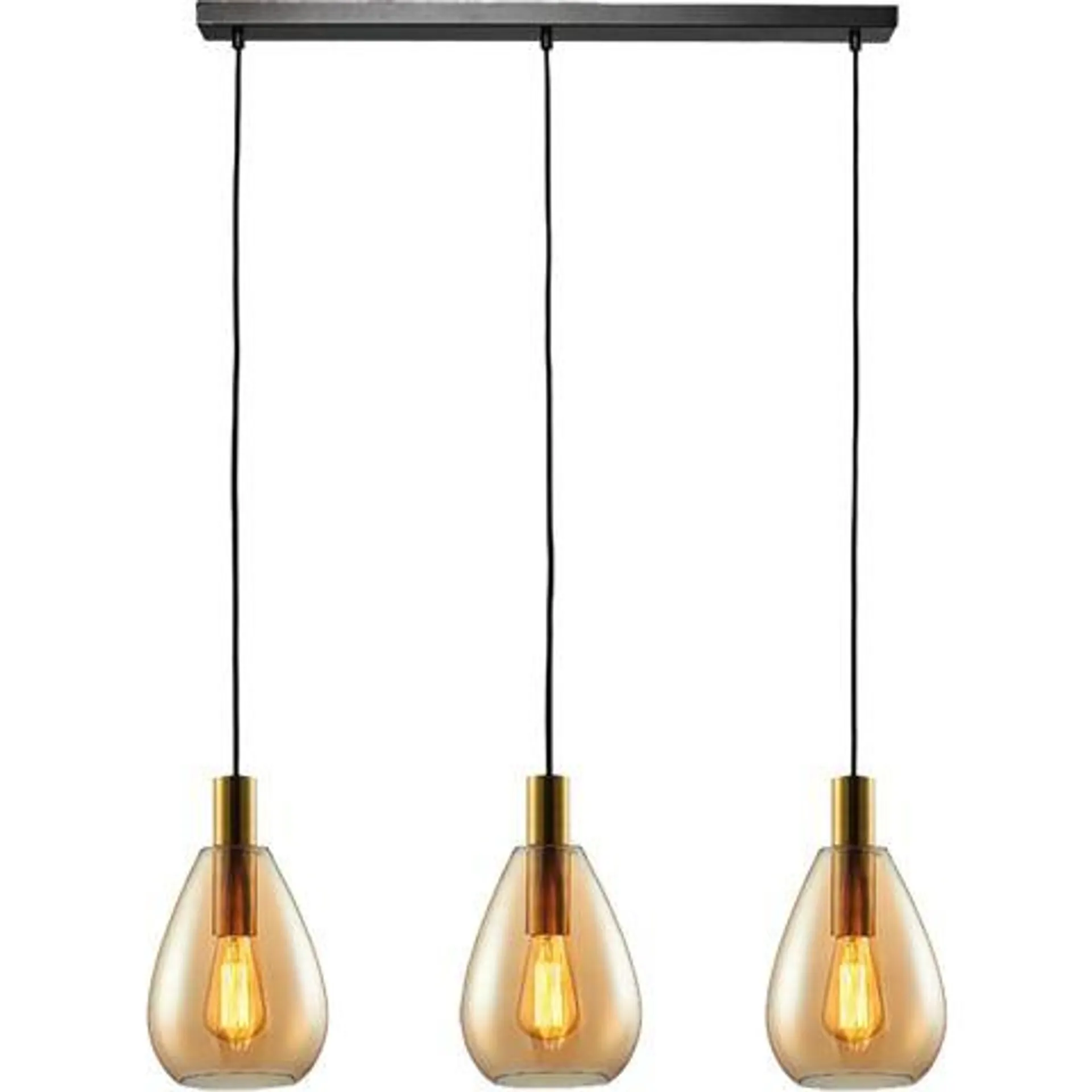 Hanglamp Felinio amber glas 3-lichts