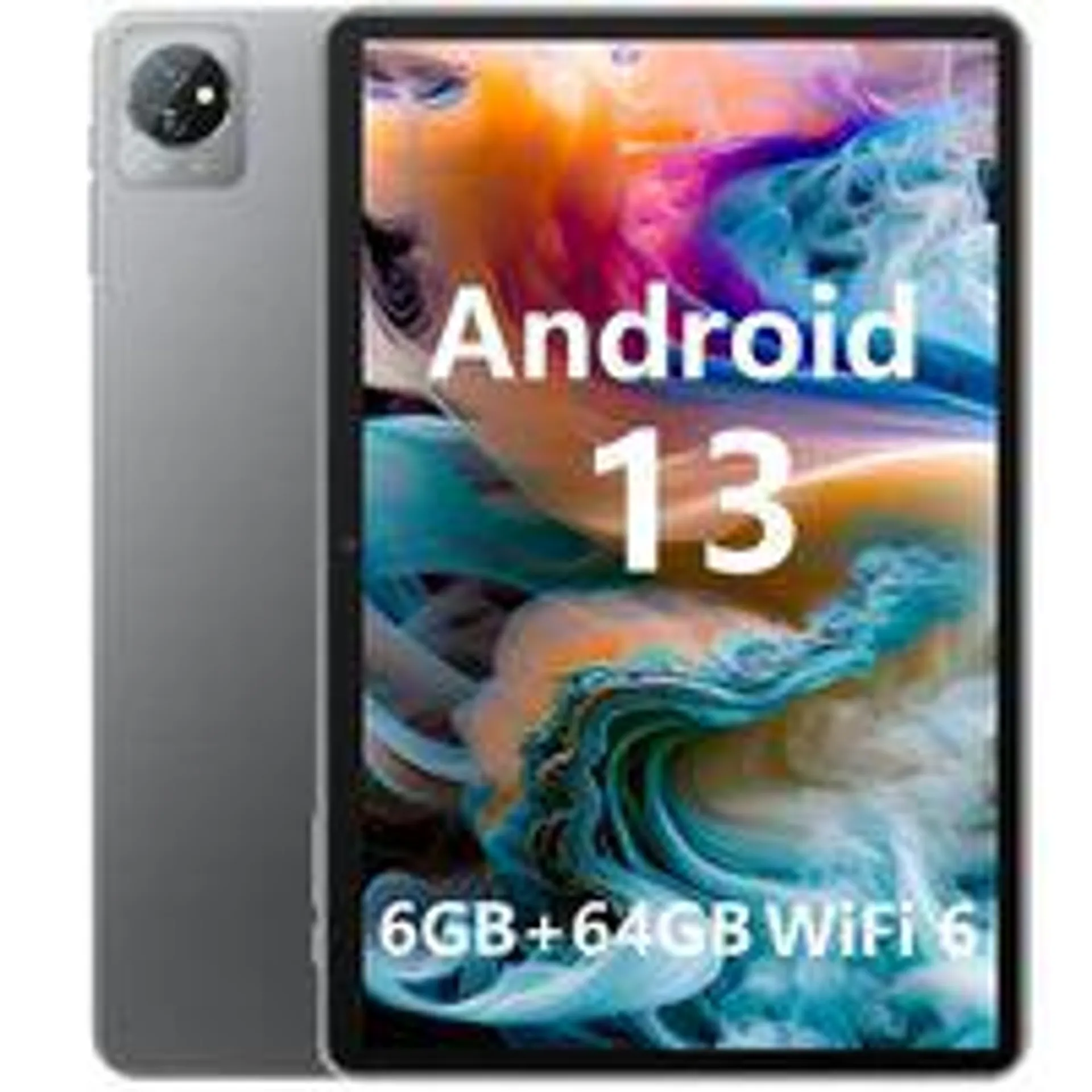 Tablet Android 13, WiFi 6, Blackview Tab 70 Wifi 10,1 Zoll 6 GB RAM 64 GB ROM ((1 TB TF erweitern) 6580 mAh Akku, 5MP+2MP Kamera Widevine L1 unterstützt Android Tablet PC