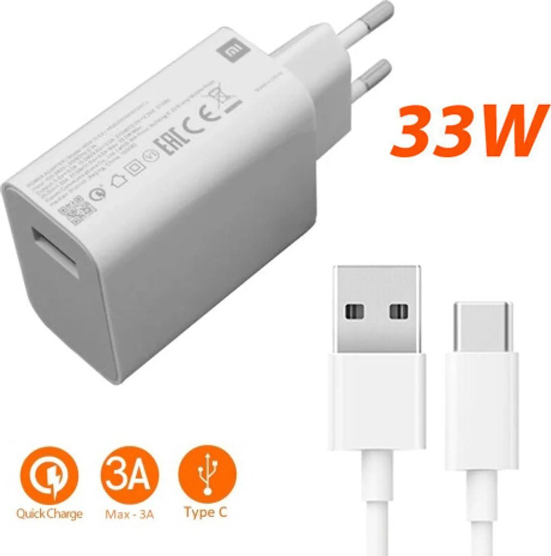 Original Xiaomi QuickCharge 3.0 USB 33W 3A USB-C Ladegerät Netzteil Ladekabel Charger MDY-11-EZ