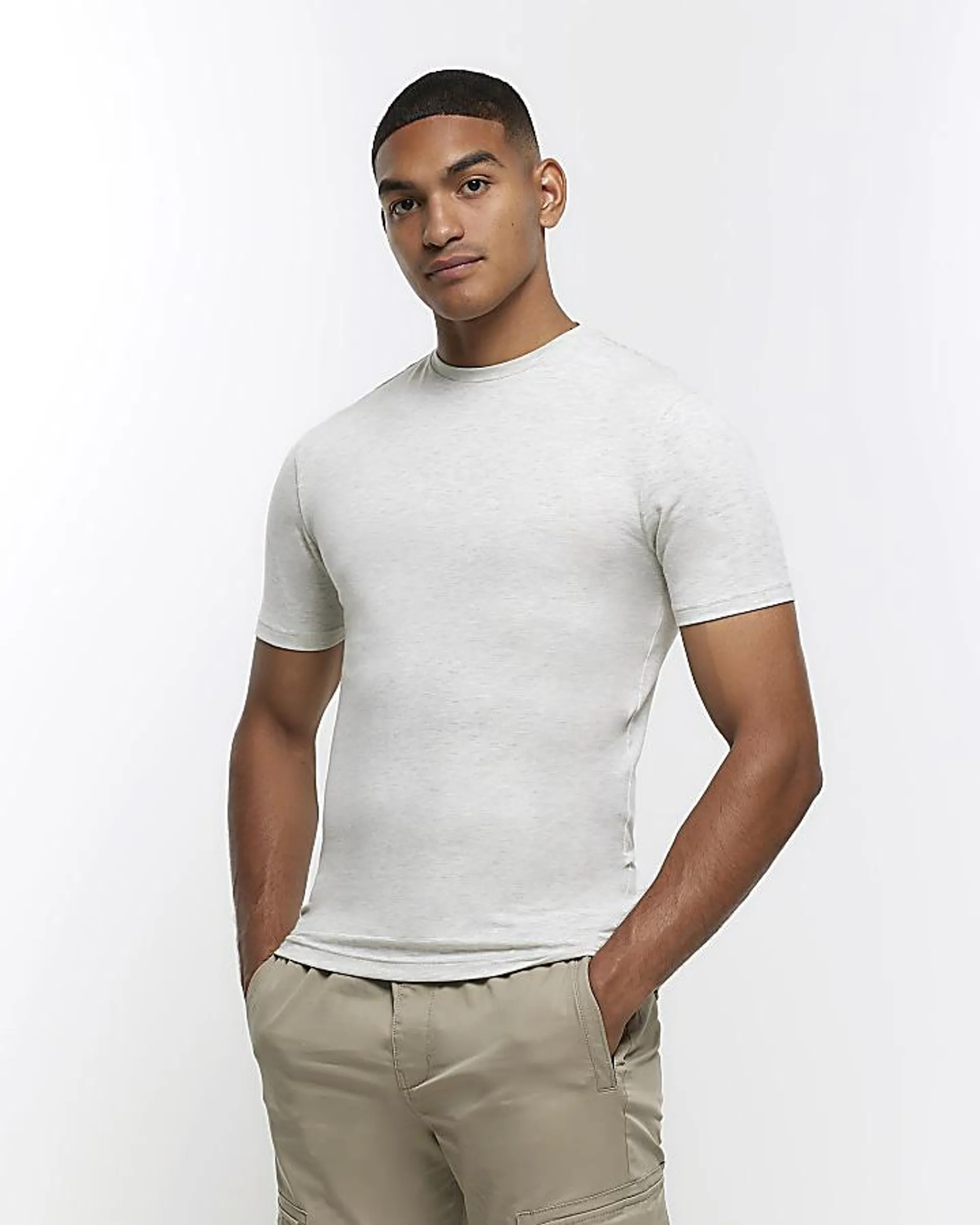 Light grey muscle fit t-shirt