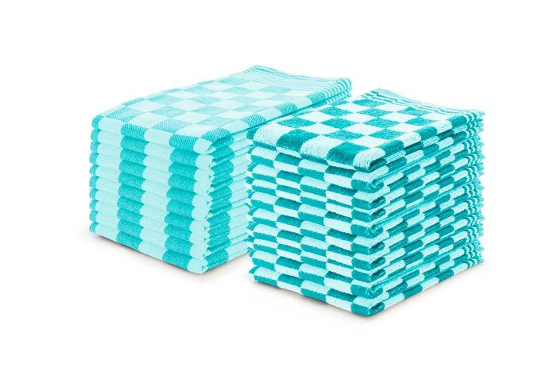 Eleganzzz Theedoeken & Keukendoeken Set Blok - turquoise - set van 20