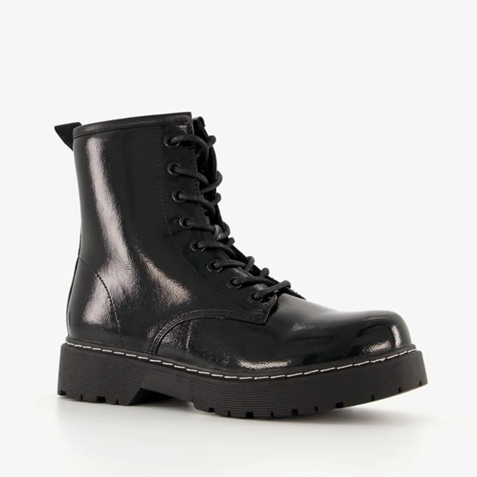 Blue Box lak dames veterboots zwart