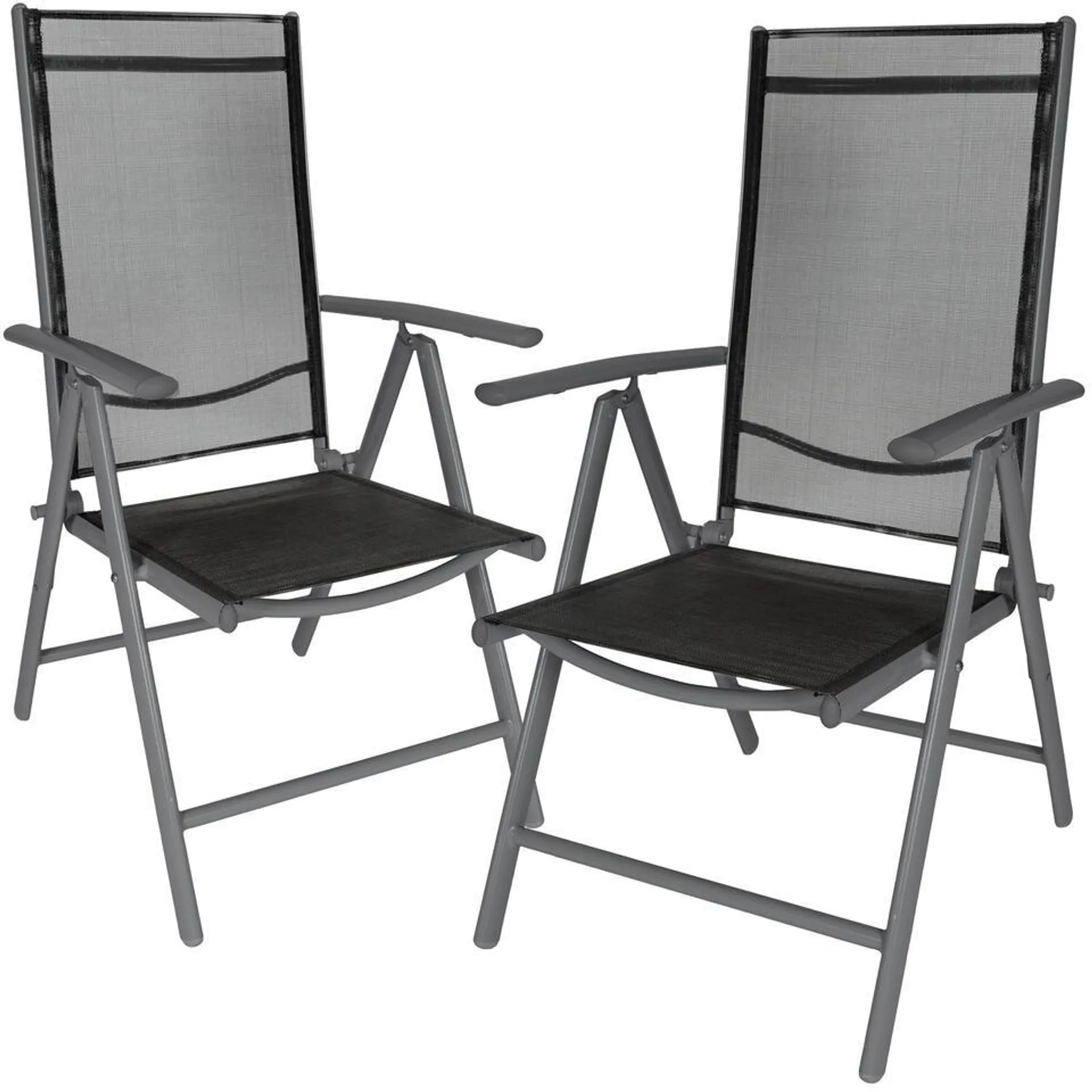 Tectake® Set van 2 Aluminium Tuinstoelen - Opvouwbaar - Antraciet