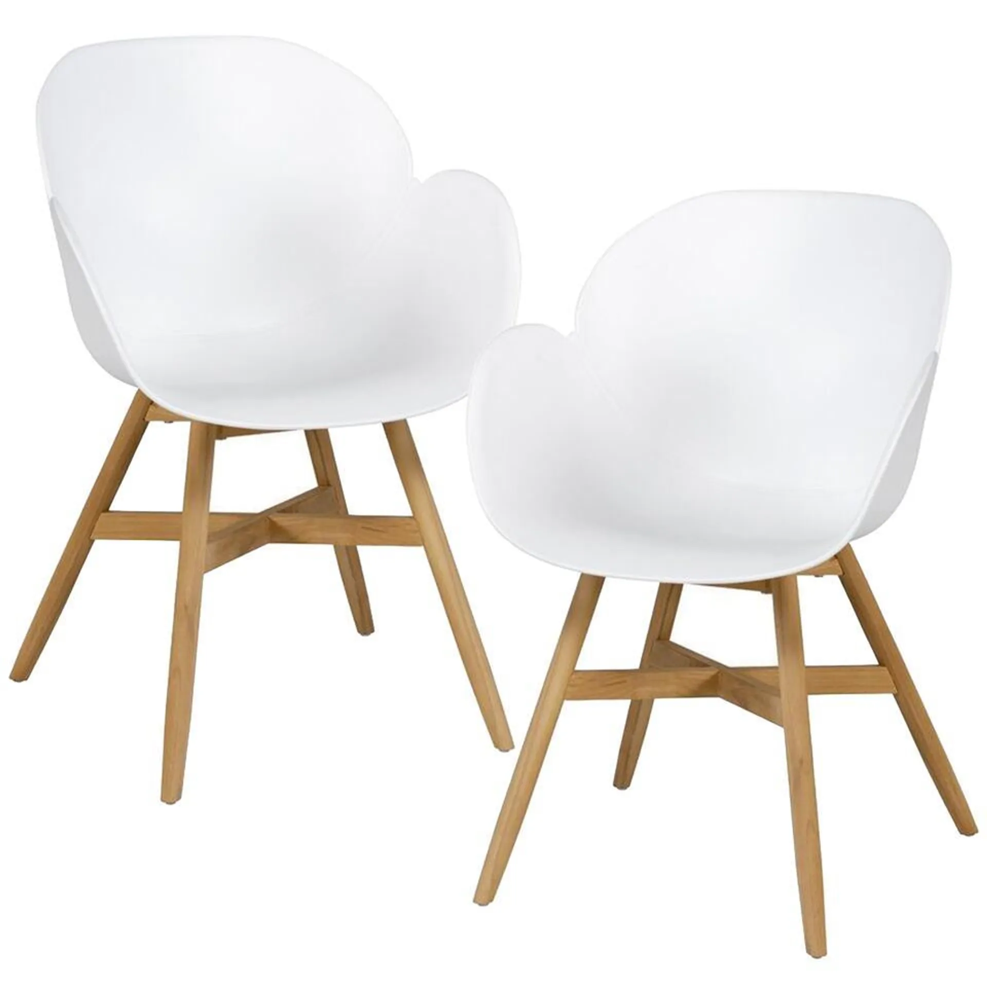 Exotan tuin fauteuil Tulip- Teak/Propyleen - Wit - Set van 2