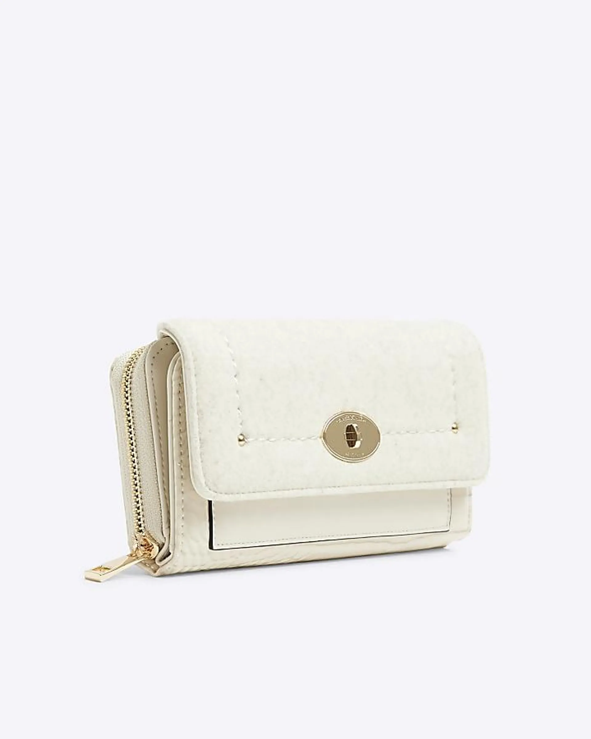 Cream croc embossed purse