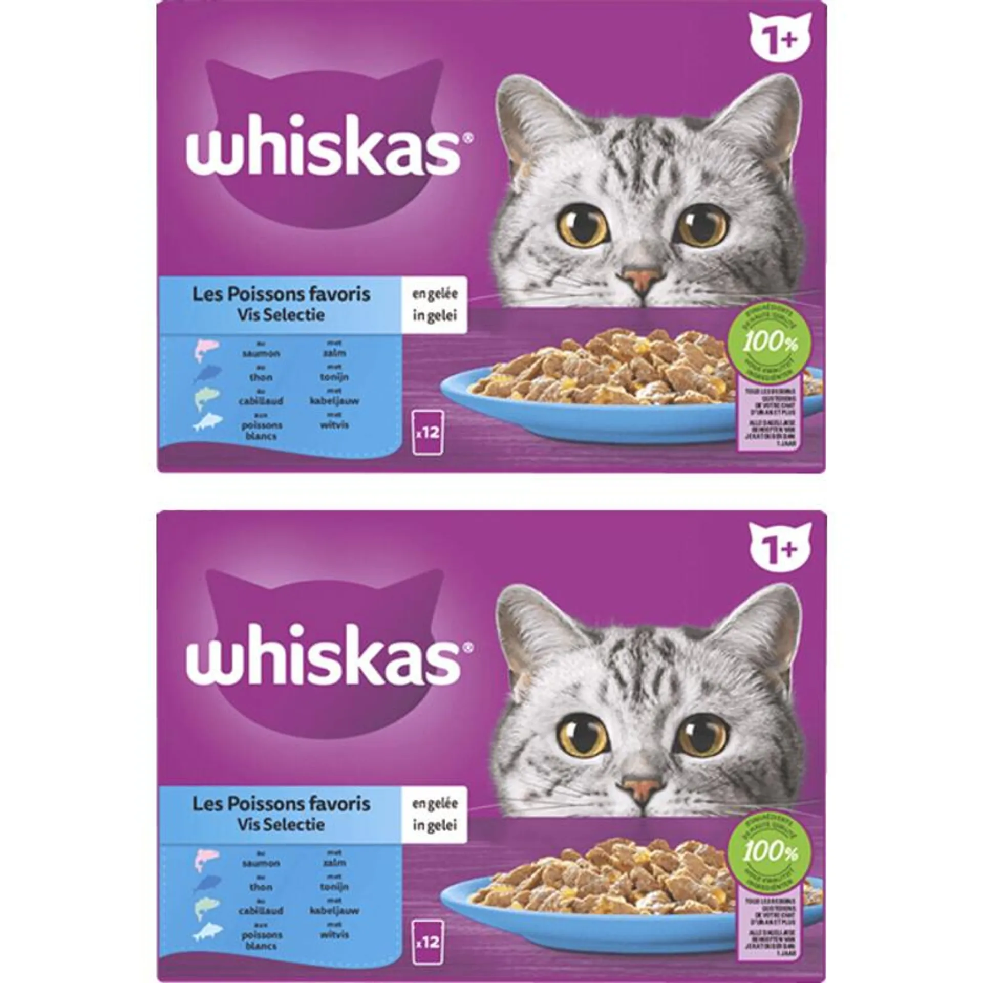 Whiskas 1+ Vis selectie kattenvoer 2-pack