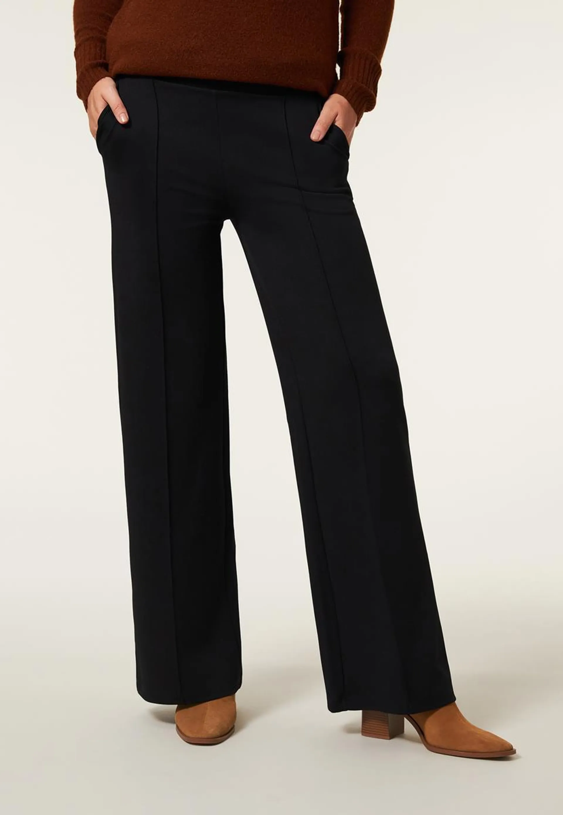 Broek wide leg zwart 32"