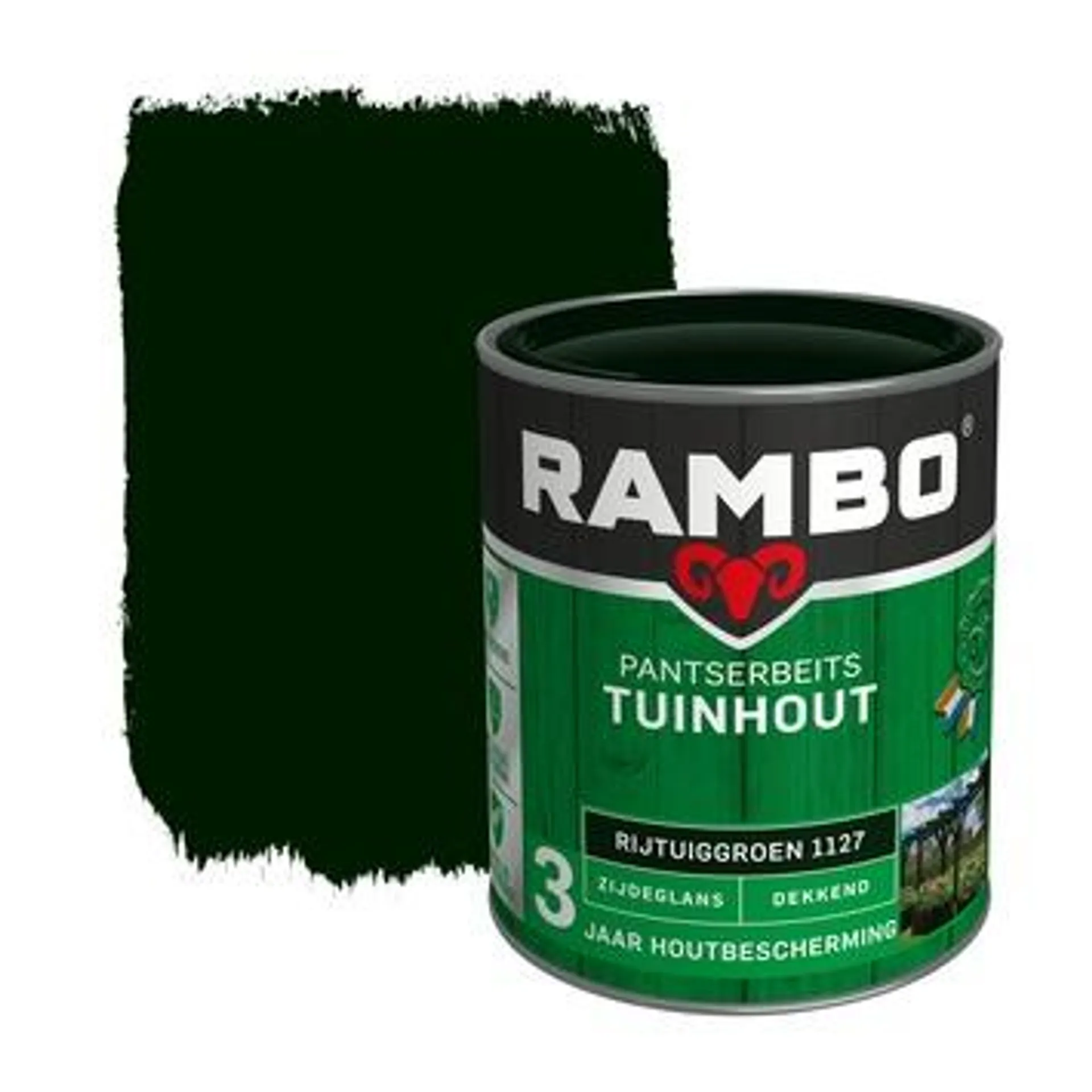 Rambo Pantserbeits Tuinhout zijdeglans rijtuigengroen dekkend 750 ml