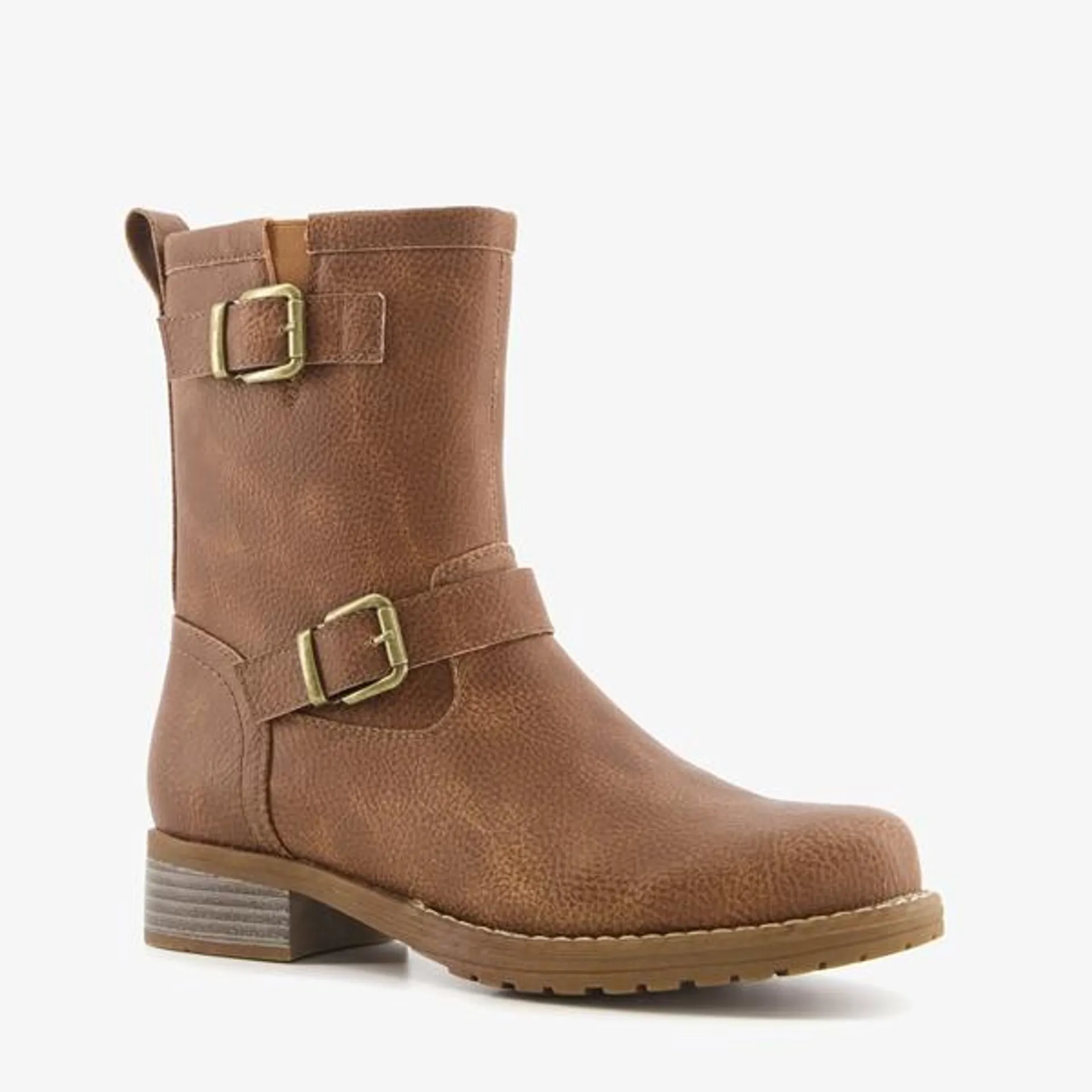 Blue Box dames biker boots cognac bruin