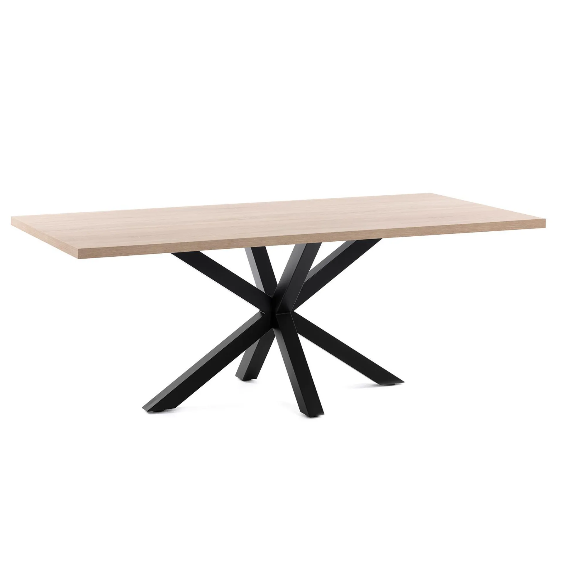 Kave Home - Argo tafel 200 cm natuurlijke melamine zwarte benen