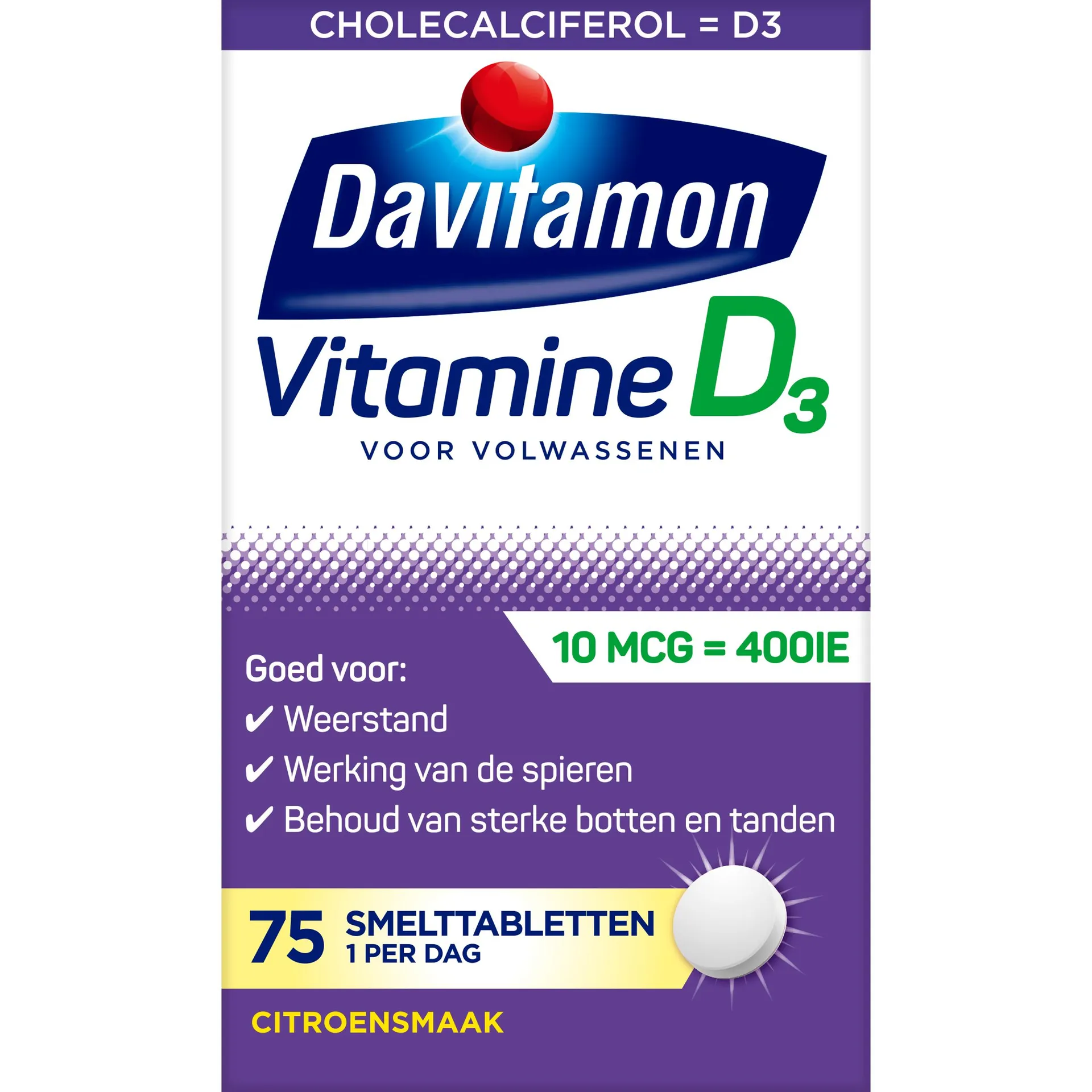 Davitamon Vitamine D volwassenen smelttablet 75 tabletten