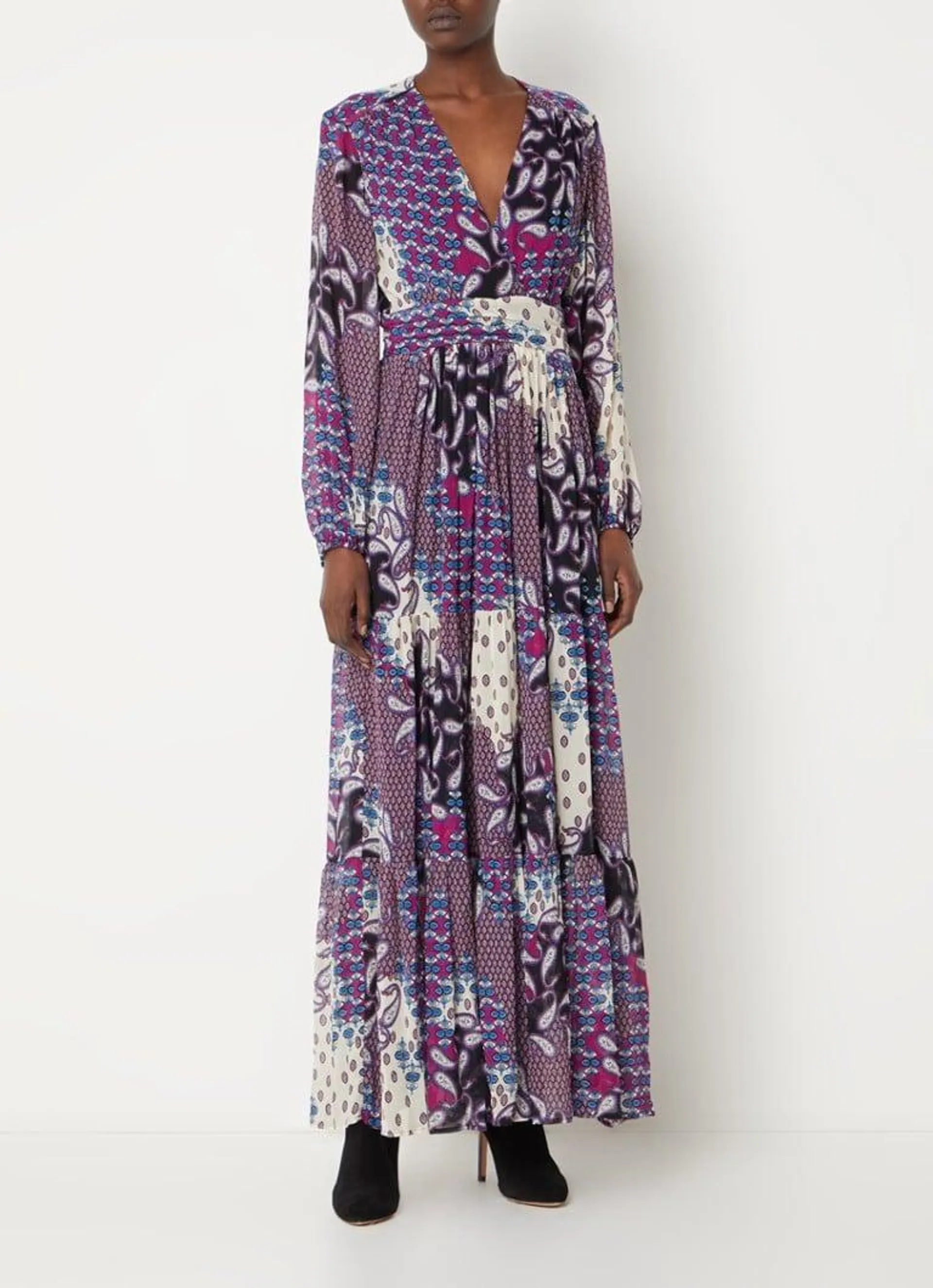 Bossy maxi jurk in zijdeblend met print