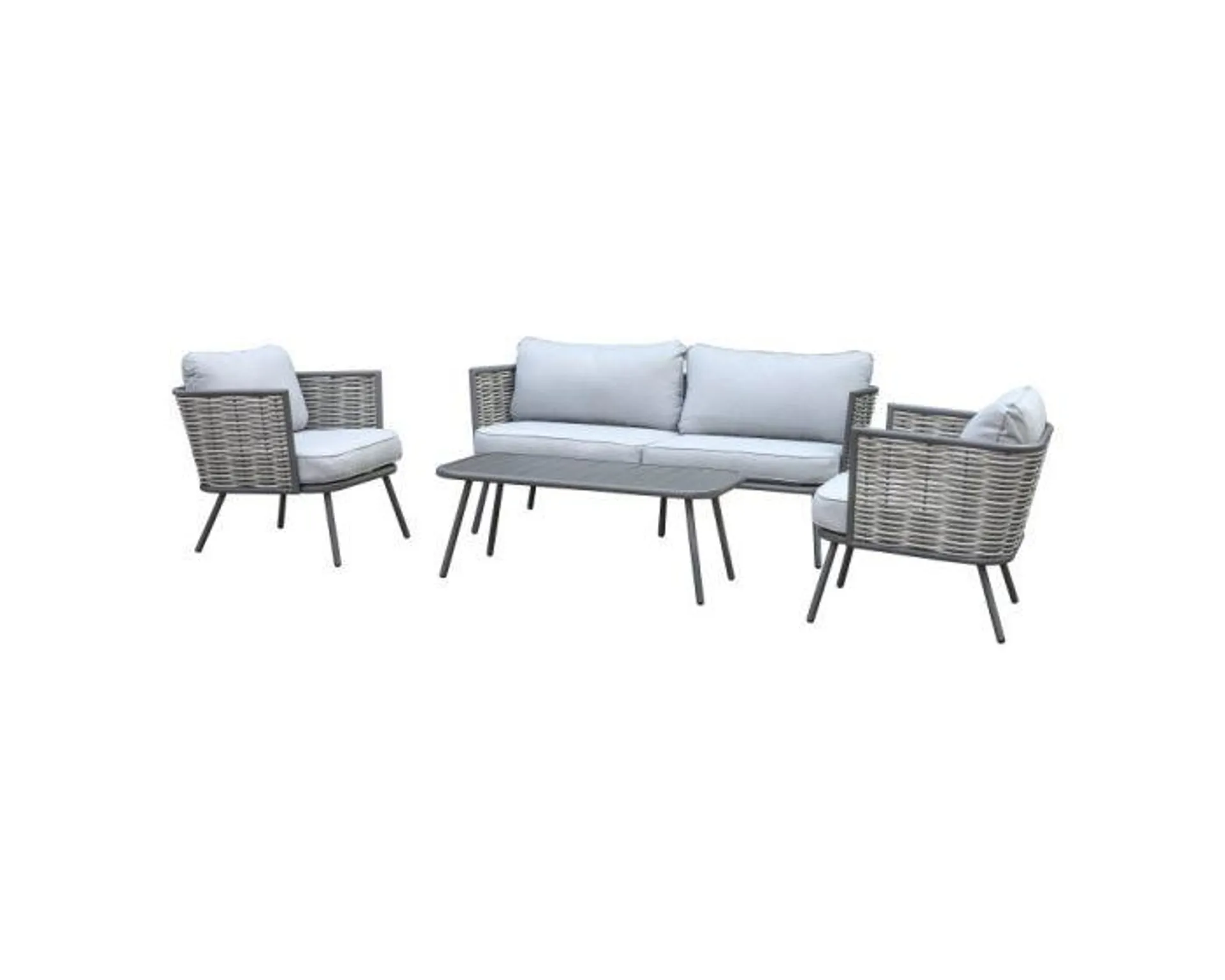 Stoel-bank loungeset "Yvonne" - Grijs - Pure Garden & Living