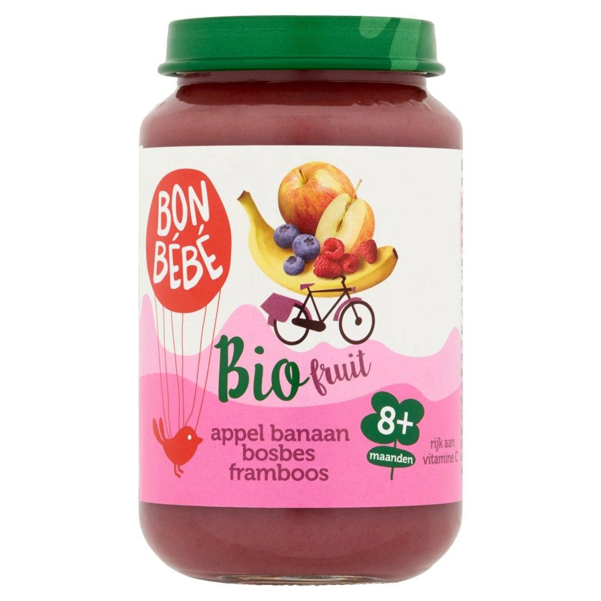 Bonbébé Bio Fruit Appel Banaan Bosbes Framboos 8+ Maanden 200 g