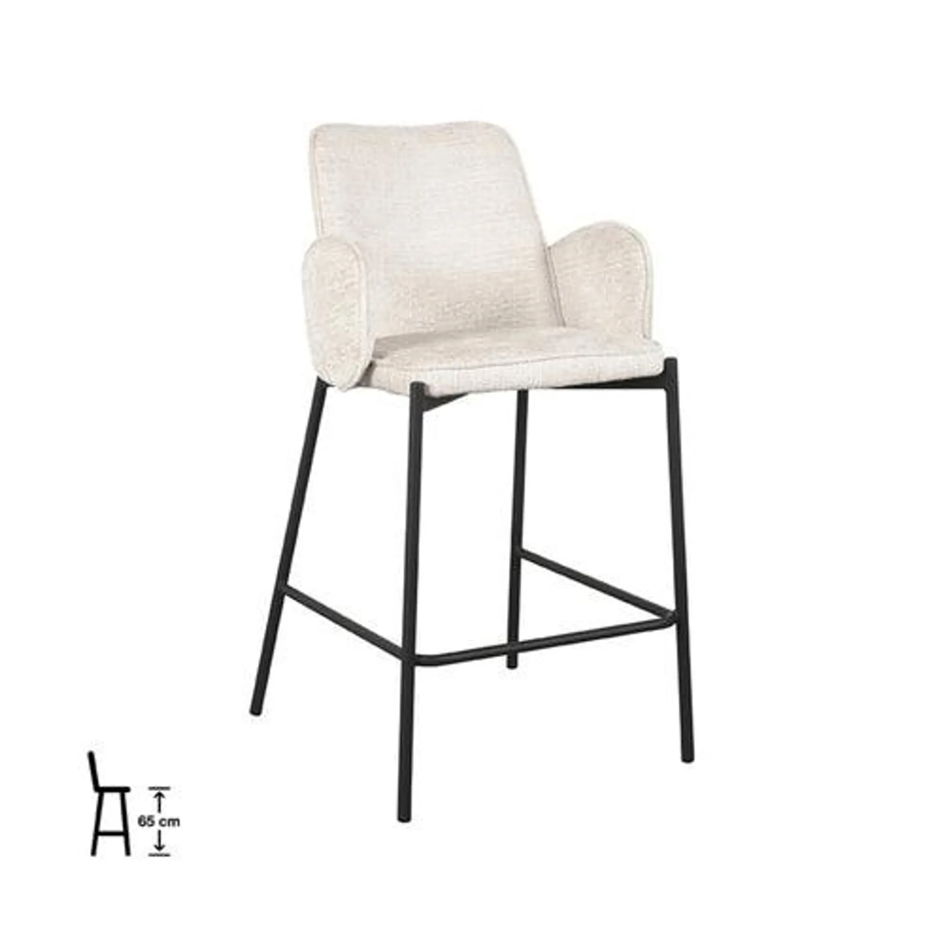 LABEL51 - Barkruk Joni Laag - Creme Elegance - Zwart Metaal