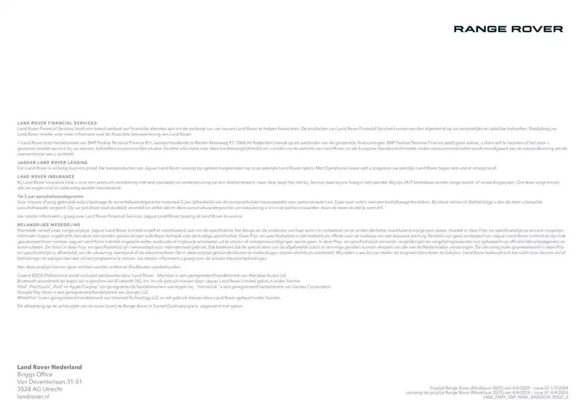 Prijs- en specificatielijst van 20 november tot 30 juni 2025 - Folder pagina 24