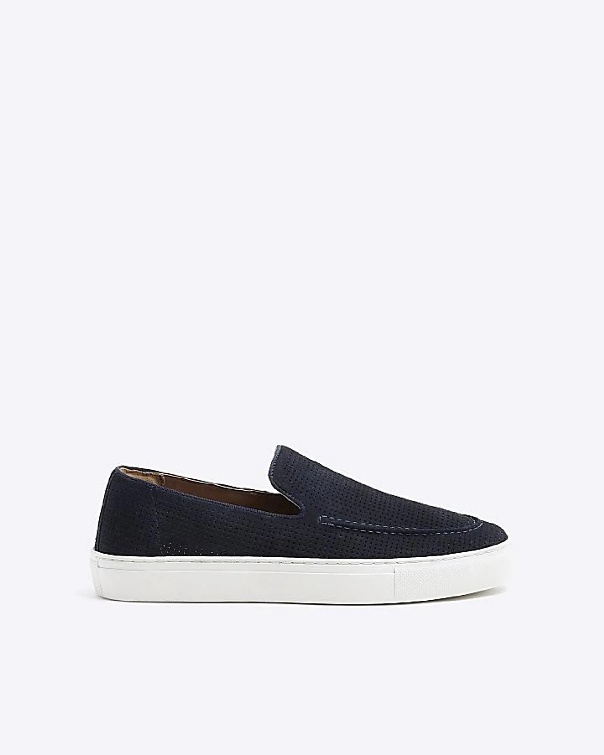 Navy Suede Loafers