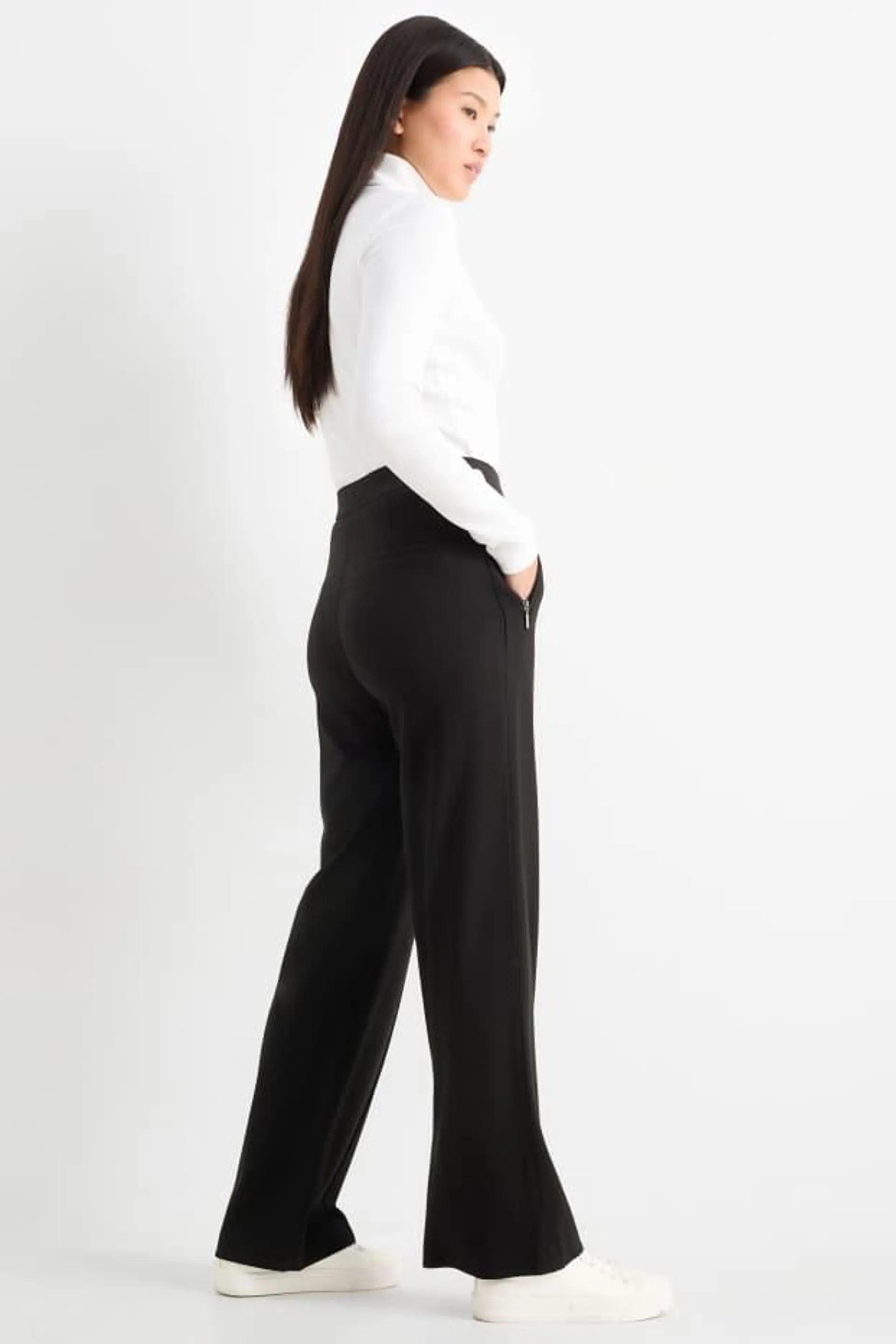 Broek van jersey - mid waist - straight fit