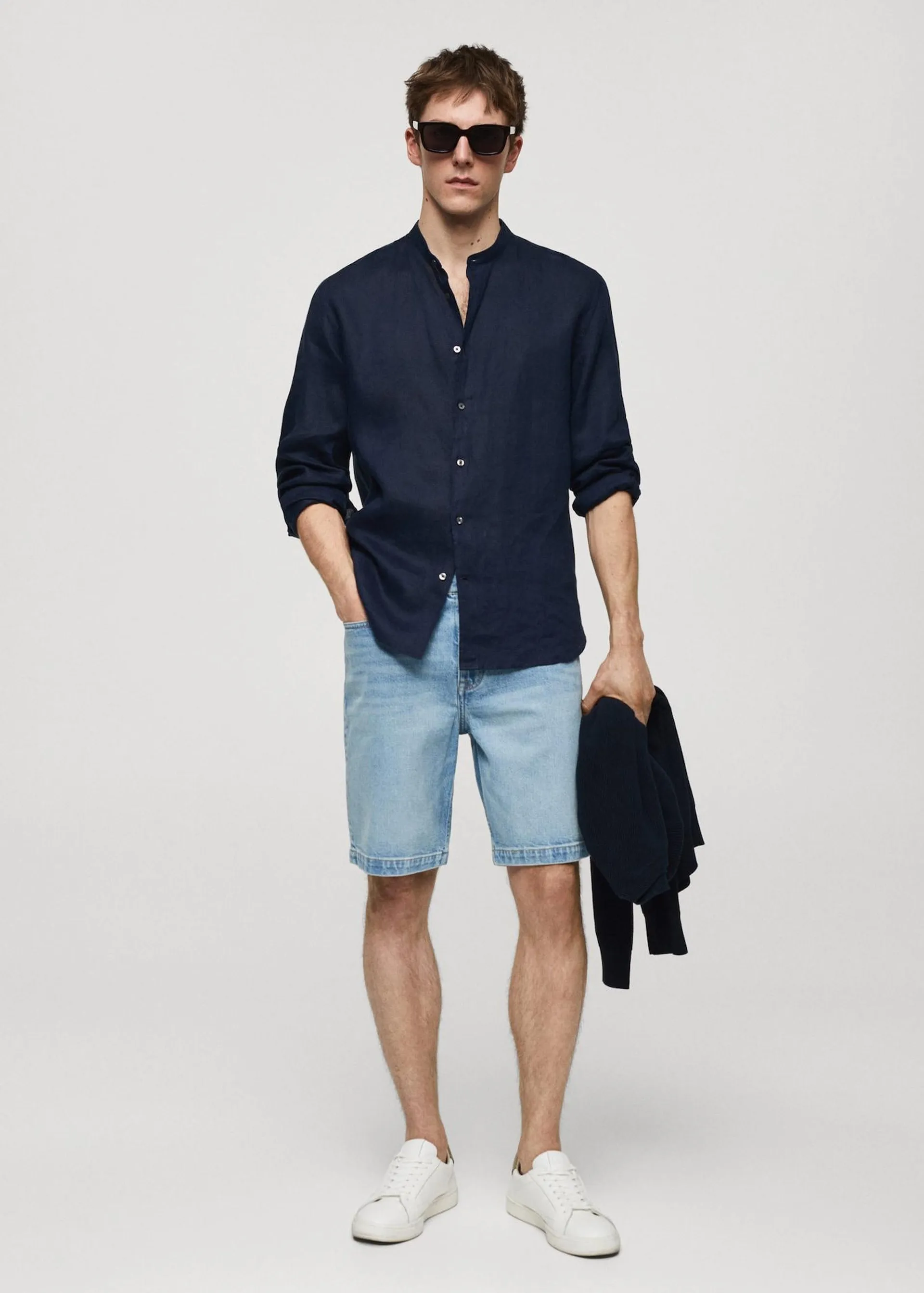 Regular fit denim bermuda