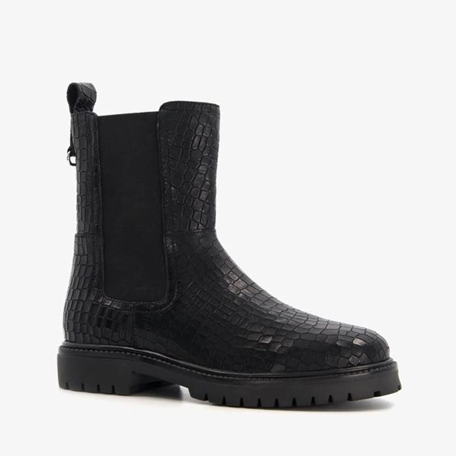 Groot leren meisjes Chelsea boots met crocoprint