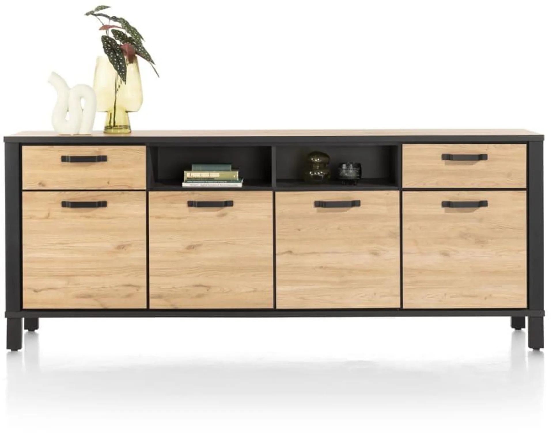 dressoir 220 cm - 4-deuren + 2-laden + 2-niches