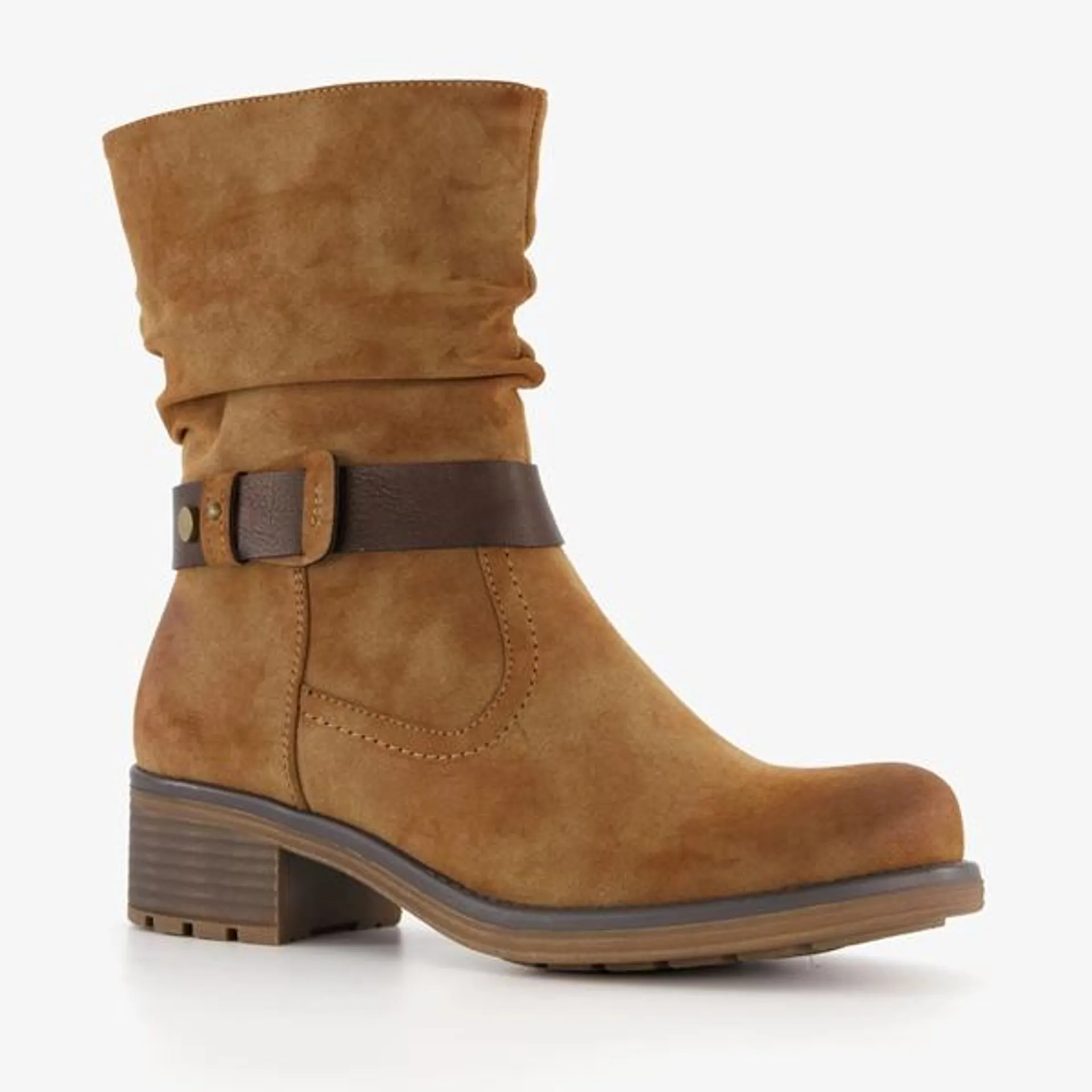 Blue Box dames boots met lage hak cognac