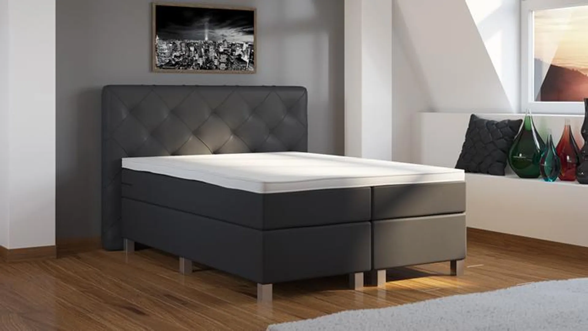 Boxspring Magnifique Skai Leer Compleet Vlak