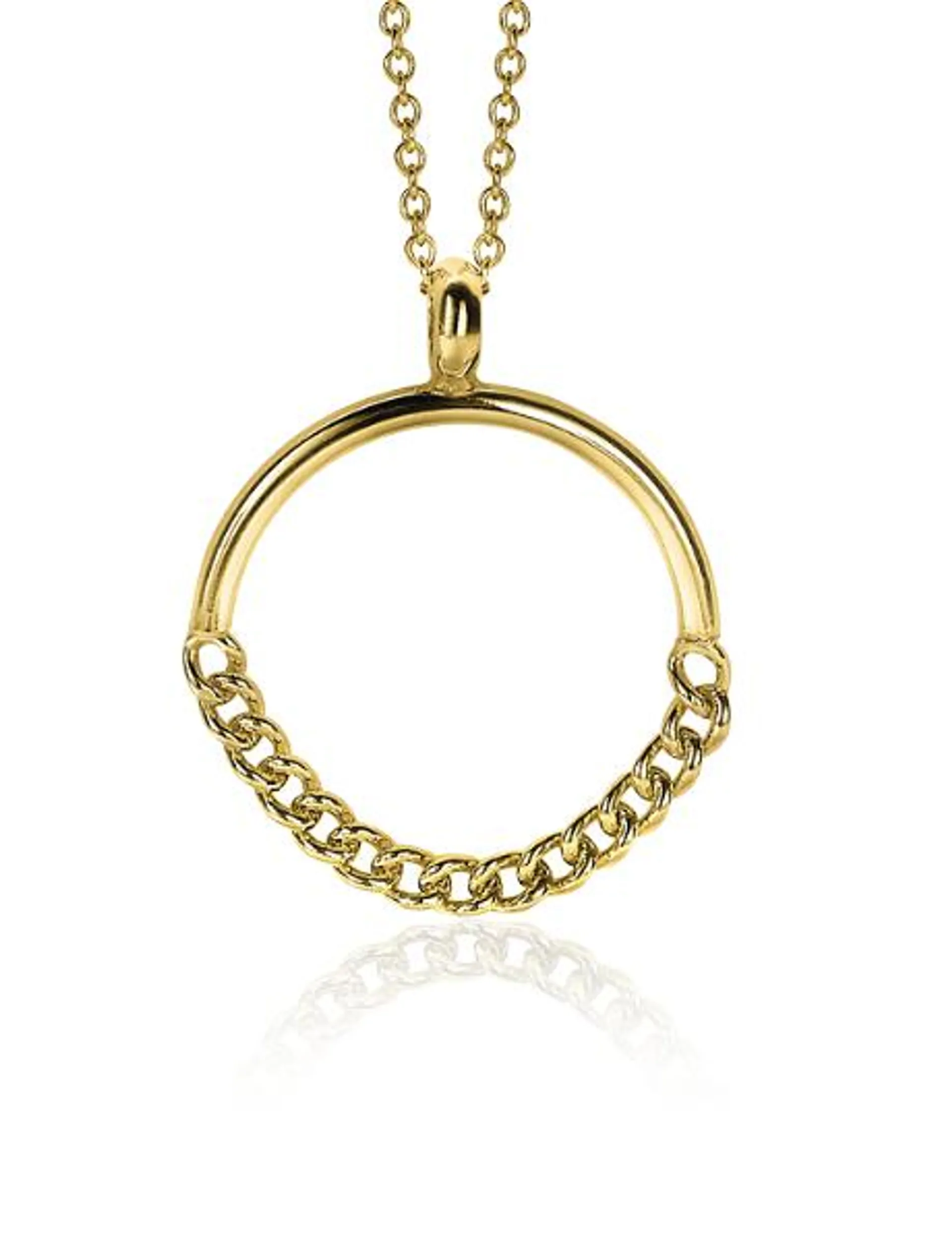 ZINZI Sterling Silver Pendant 14K Yellow Gold Plated 24mm Curb Chains