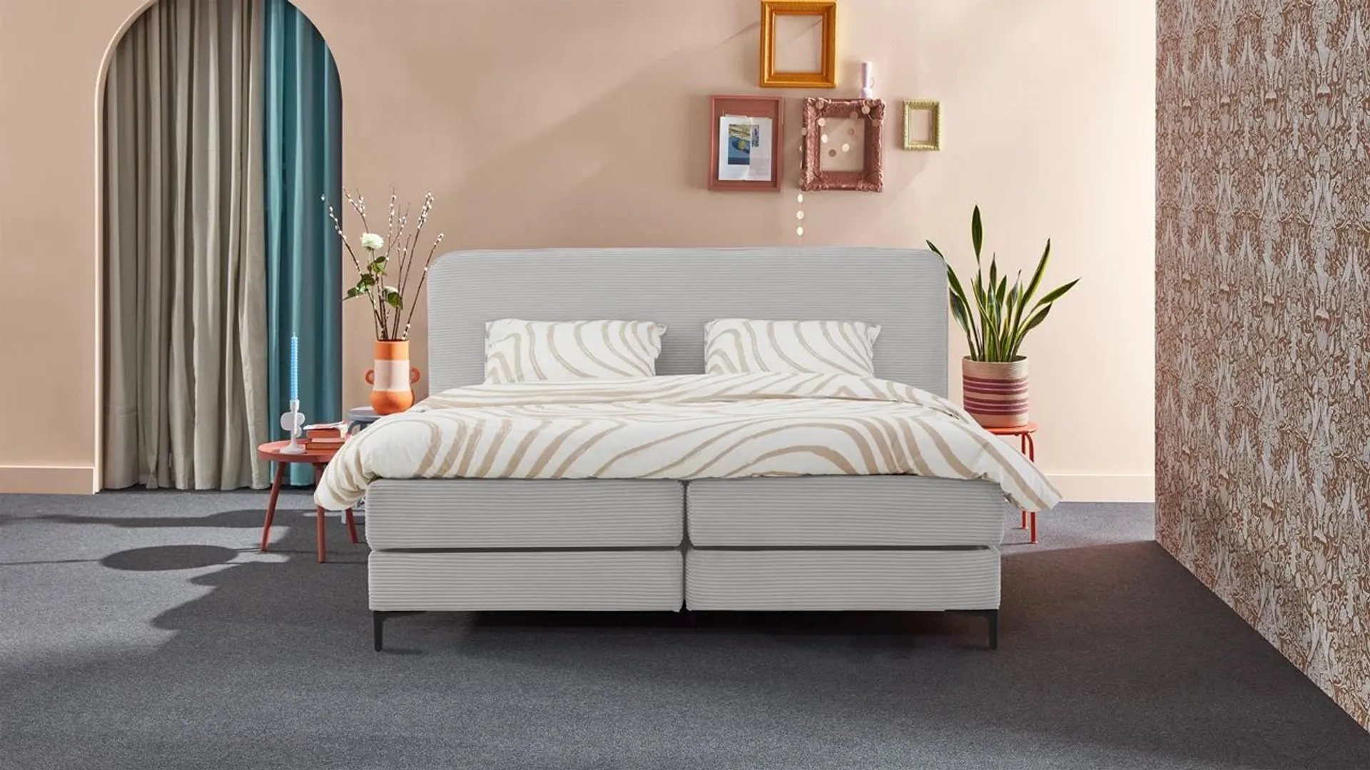 Boxspring Quartz vlak met gestoffeerd matras