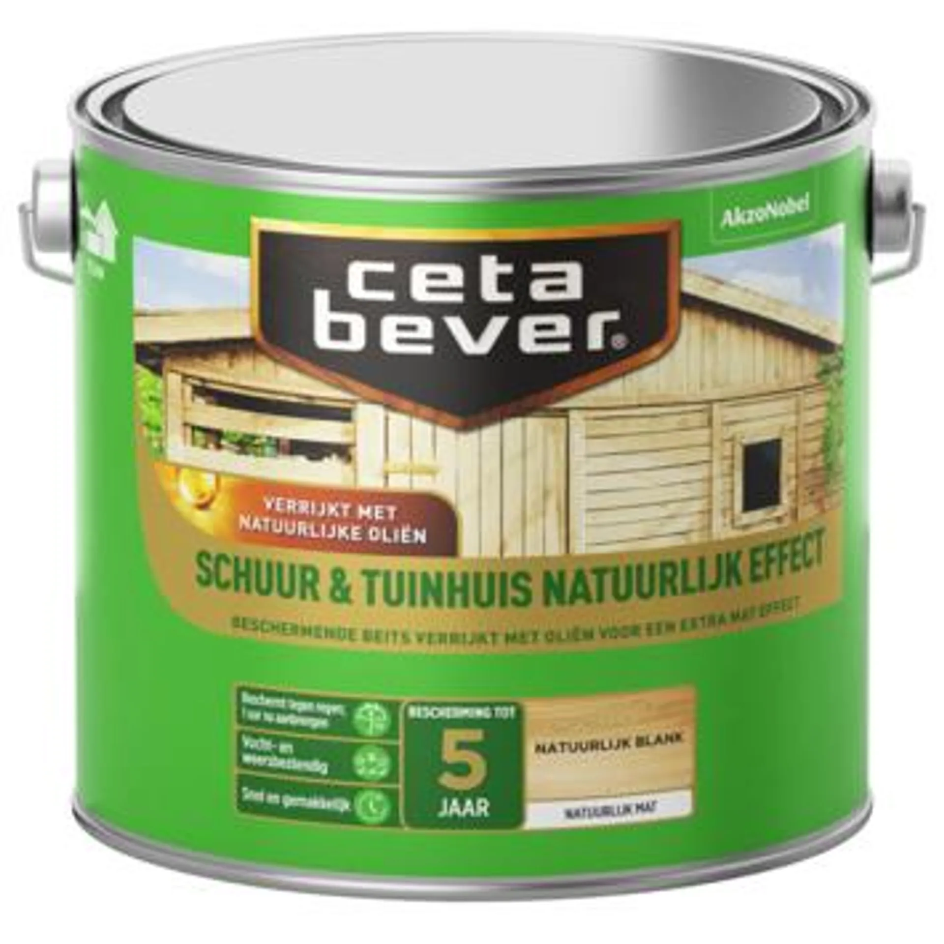 CetaBever Tuinbeits Schuur & Tuinhuis Natuurlijk Effect blank 2,5 L