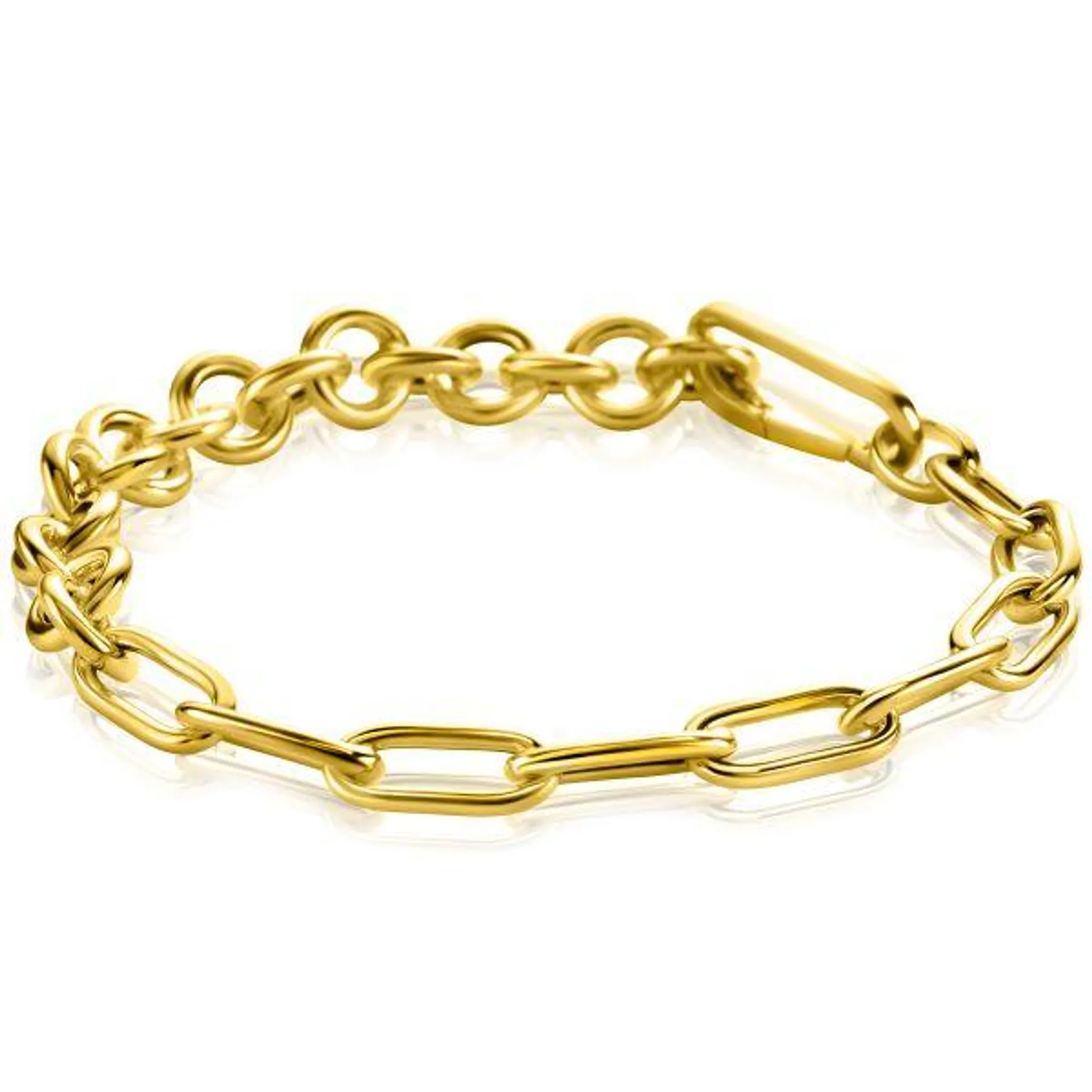 ZINZI Gold Plated Sterling Silver Multi-Chain Bracelet Rolo and Paperclip Chain width 8,5mm ZIA2477G