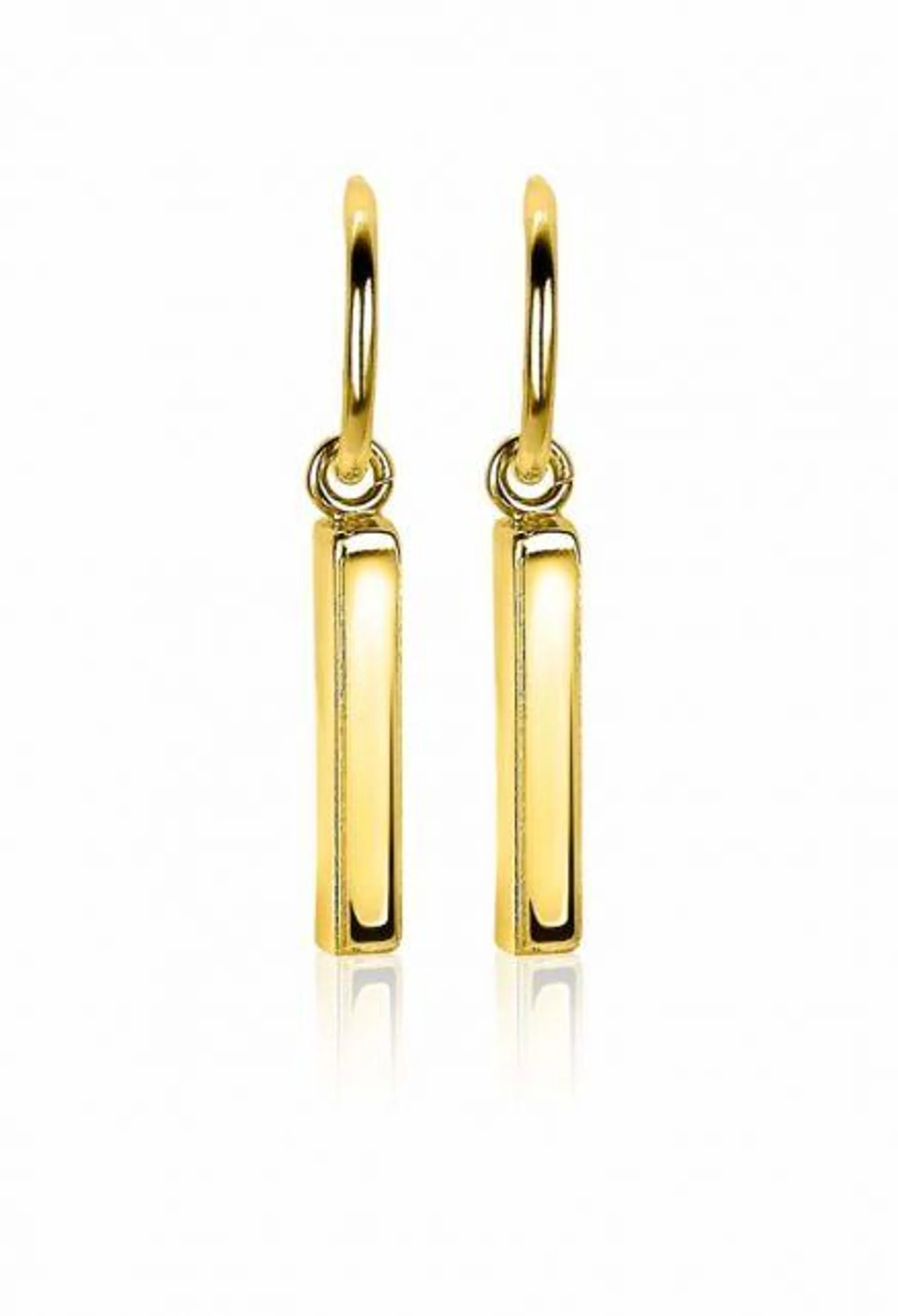 26mm ZINZI Gold Plated Sterling Silver Stud Earrings Bar ZIO2099G