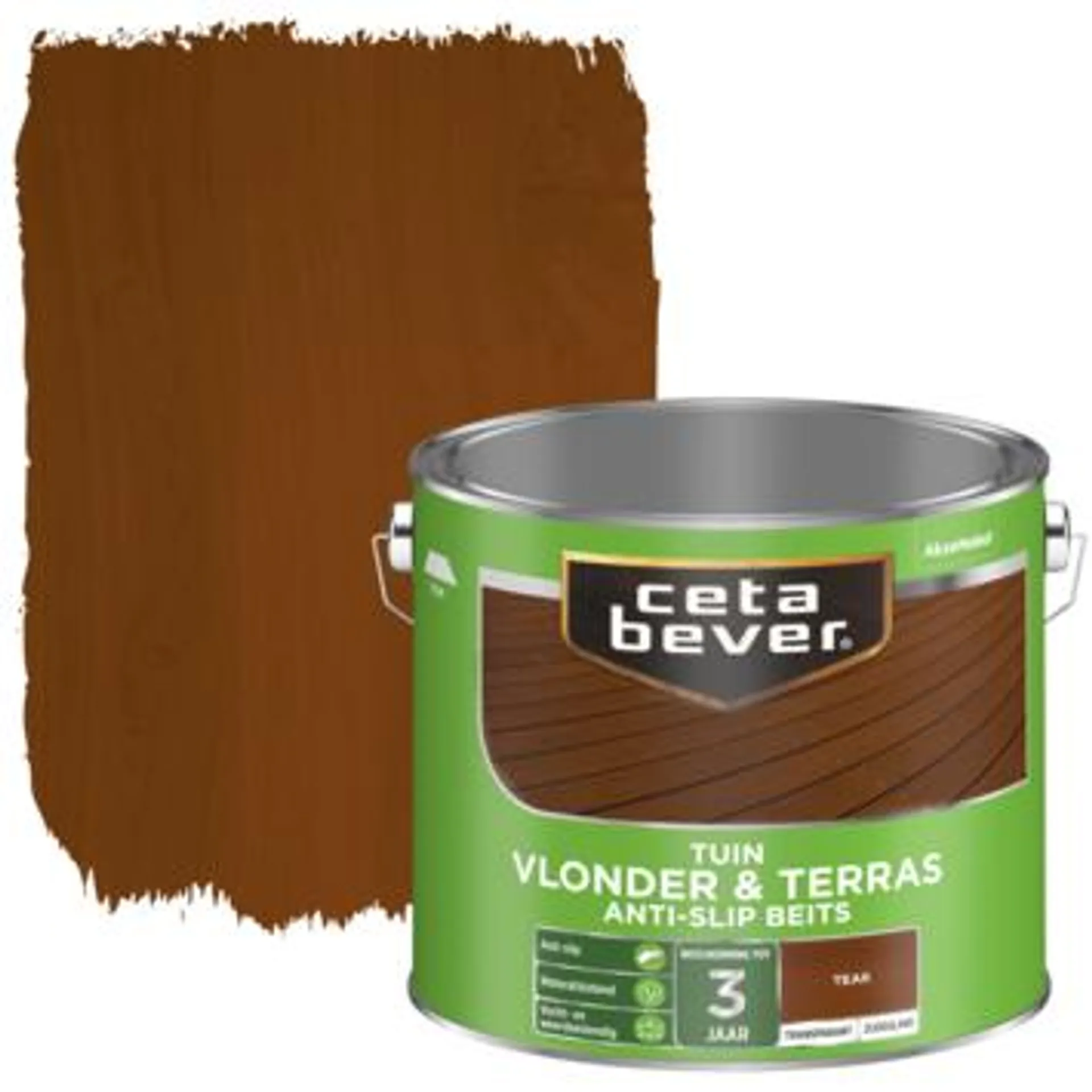 Cetabever tuinbeits vlonder & terras antislip transparant teak zijdeglans 2,5 l