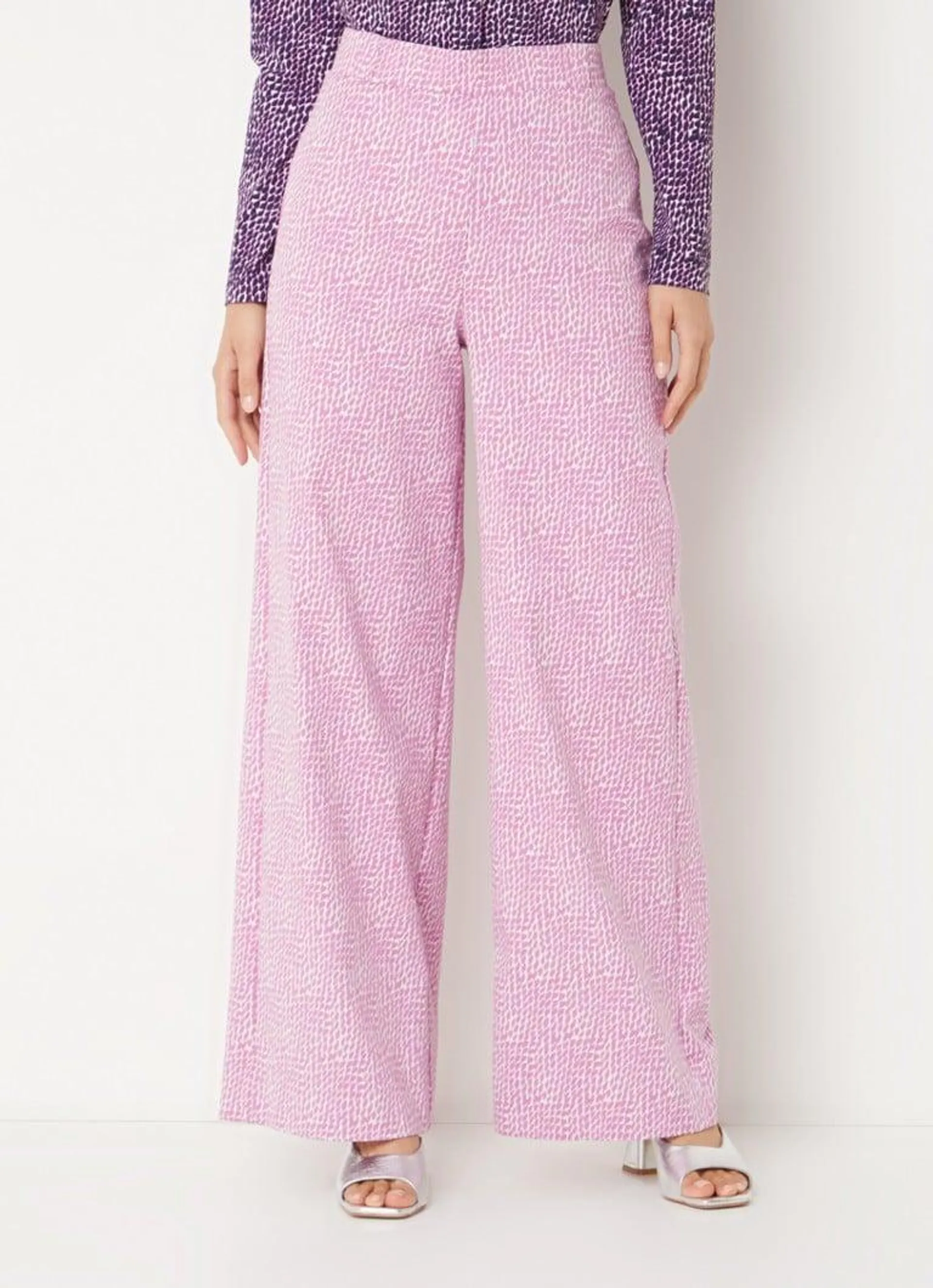 Dali high waist loose fit pantalon met jacquard dessin