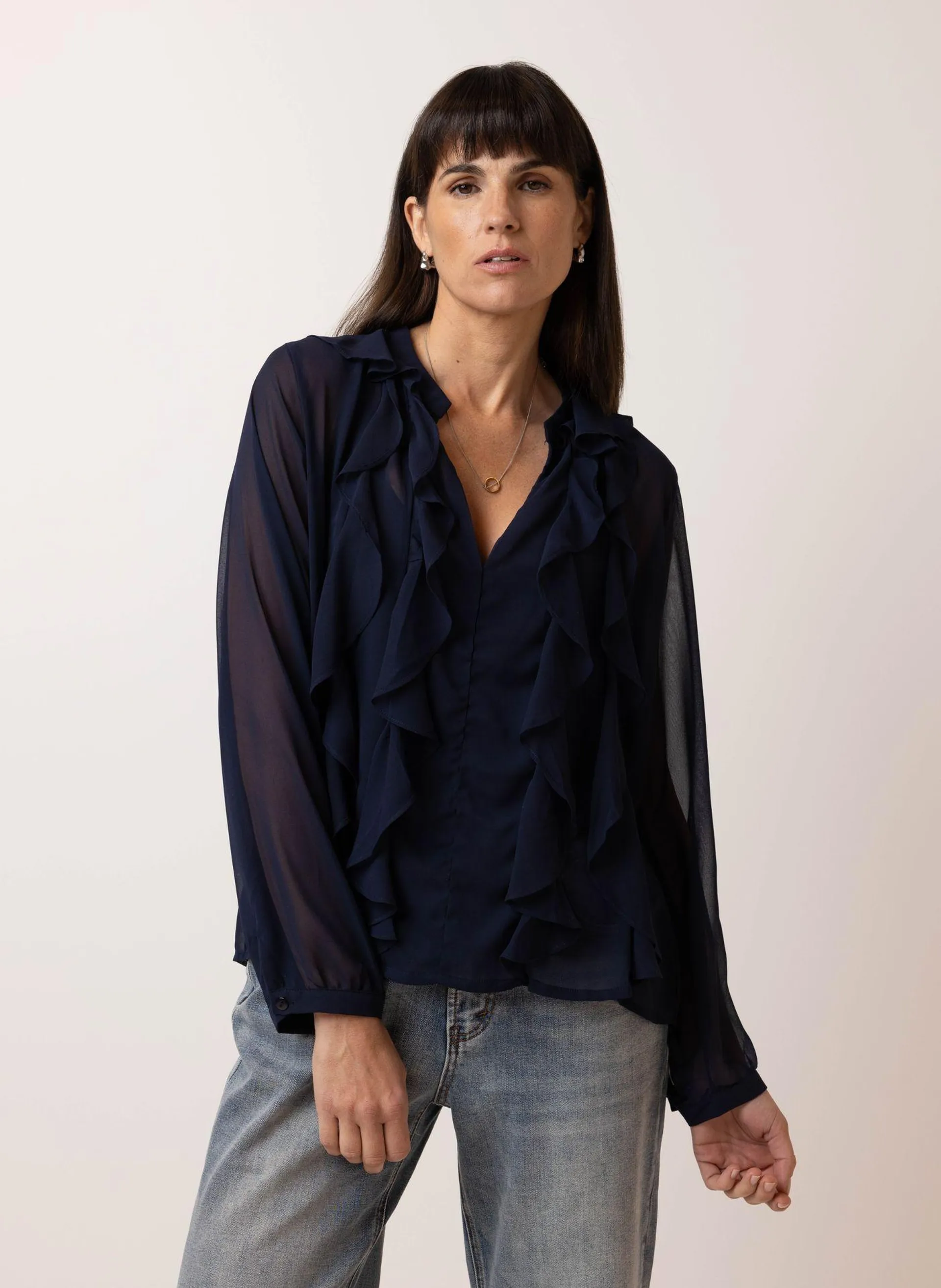 Donkerblauwe blouse