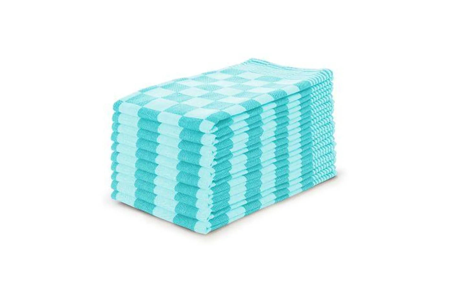 Eleganzzz Theedoekenset Blok 65x65cm - turquoise - set van 10