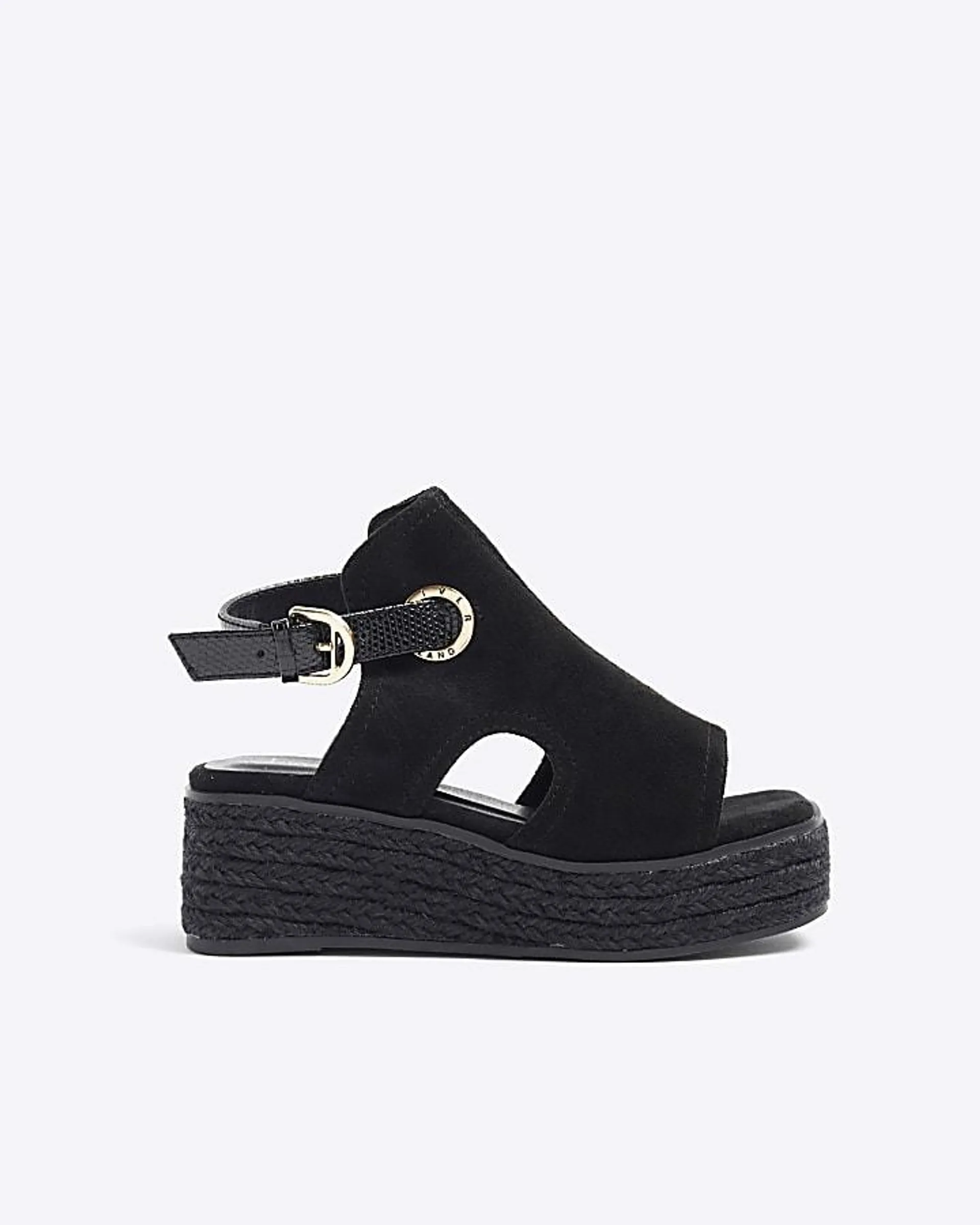 Girls black wedge sandals