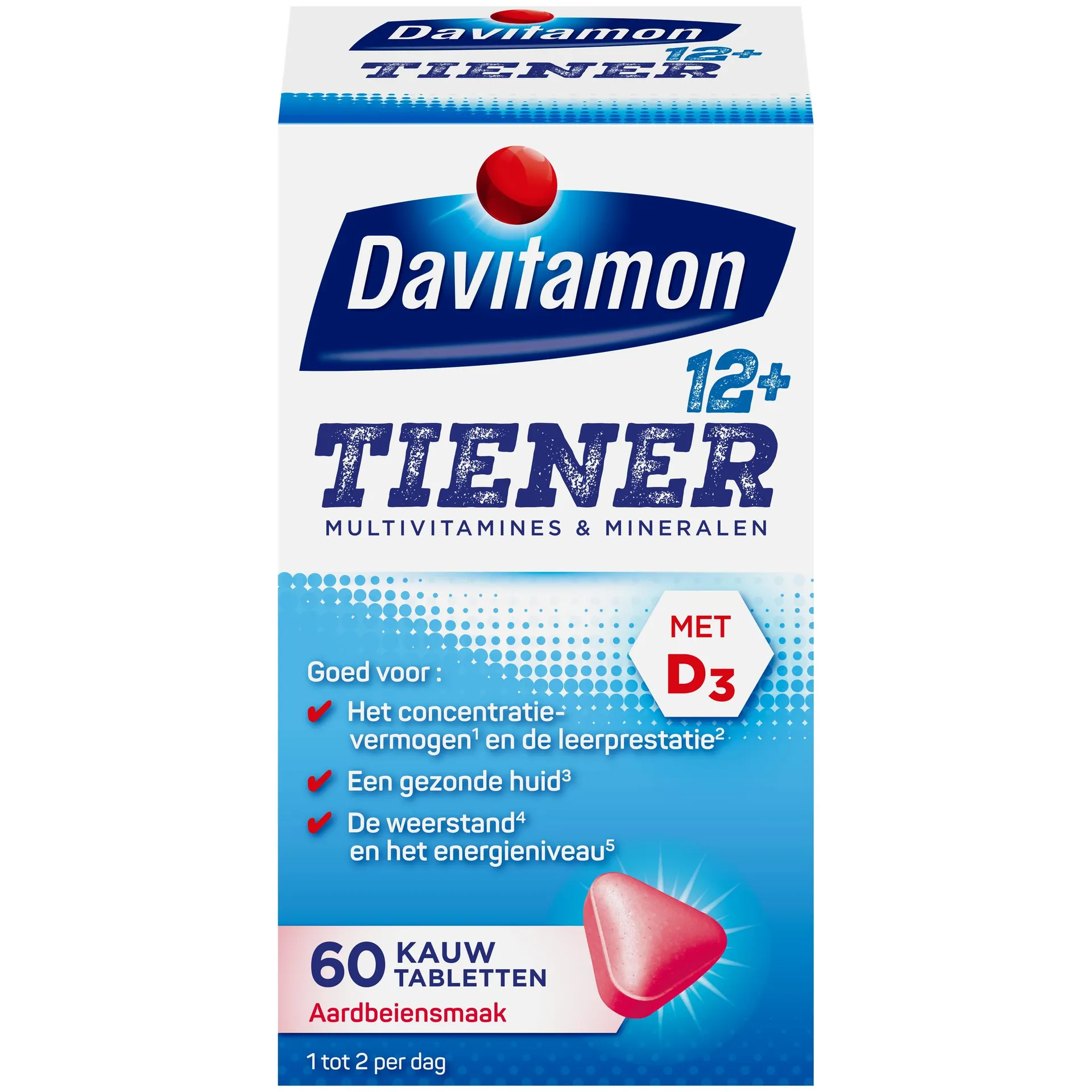 Davitamon Tiener boost 12+ aardbei 60 tabletten