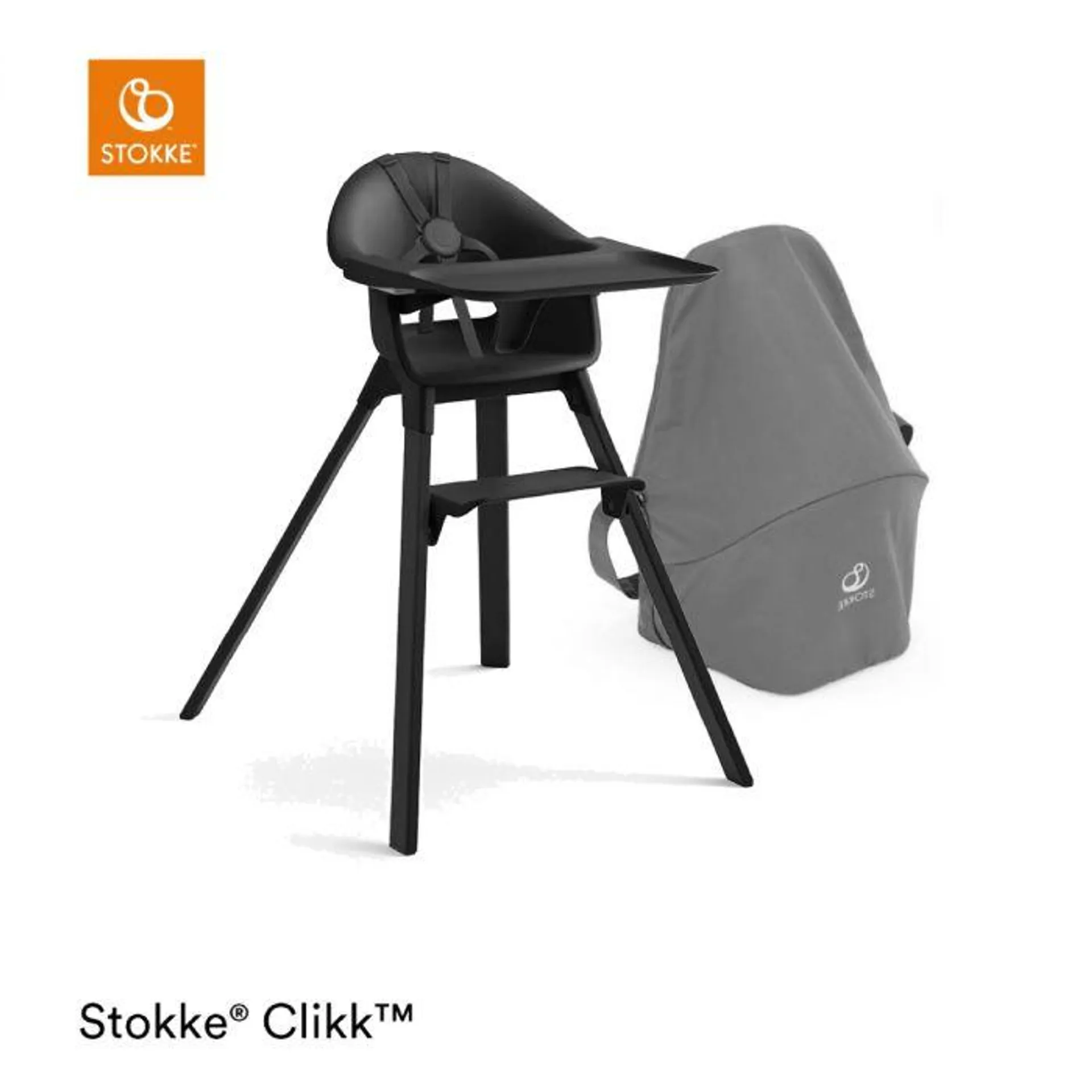 Stokke® Clikk™ Kinderstoel Midnight Black + Reistas