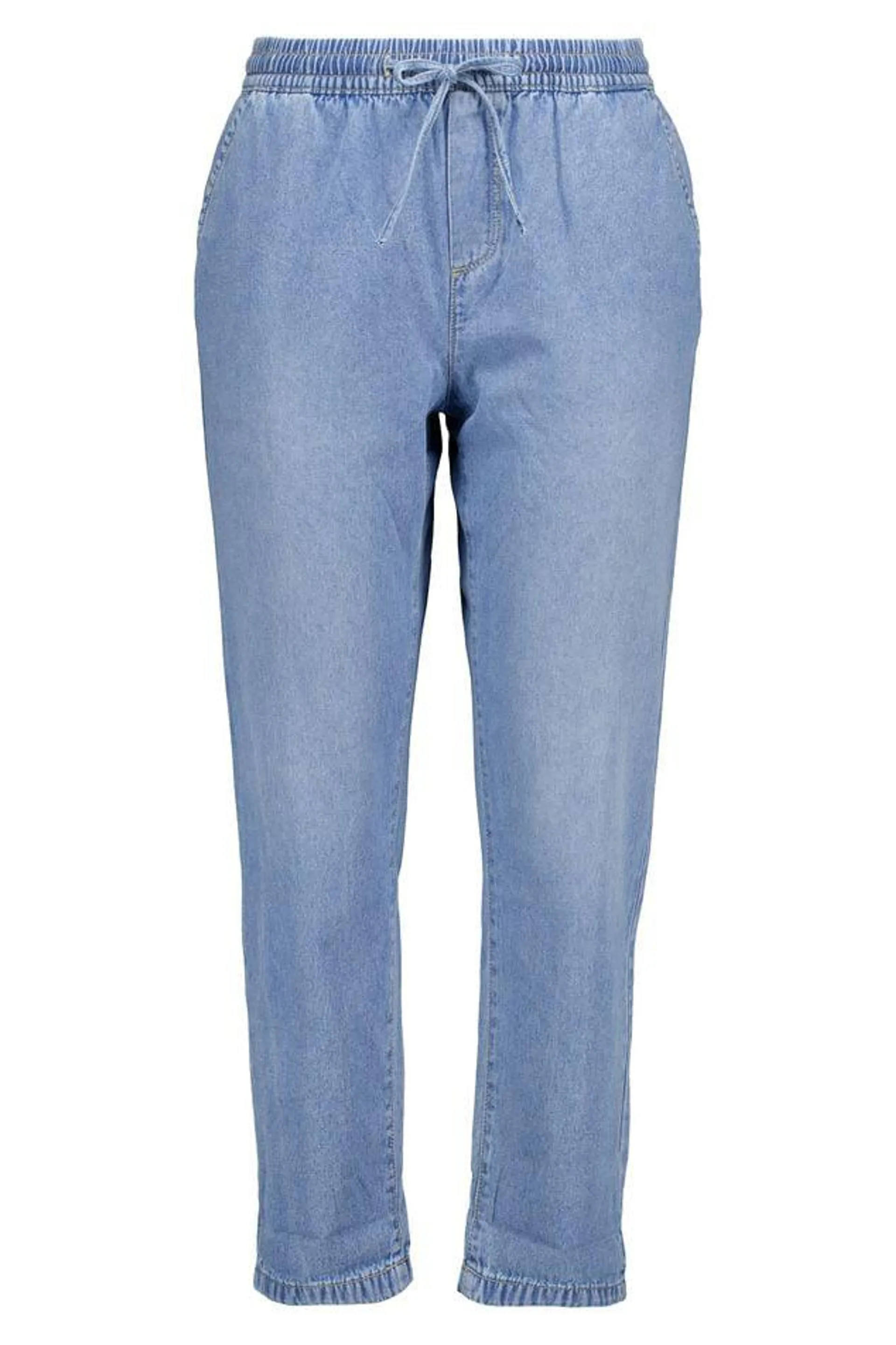 Denim broek met strikkoord