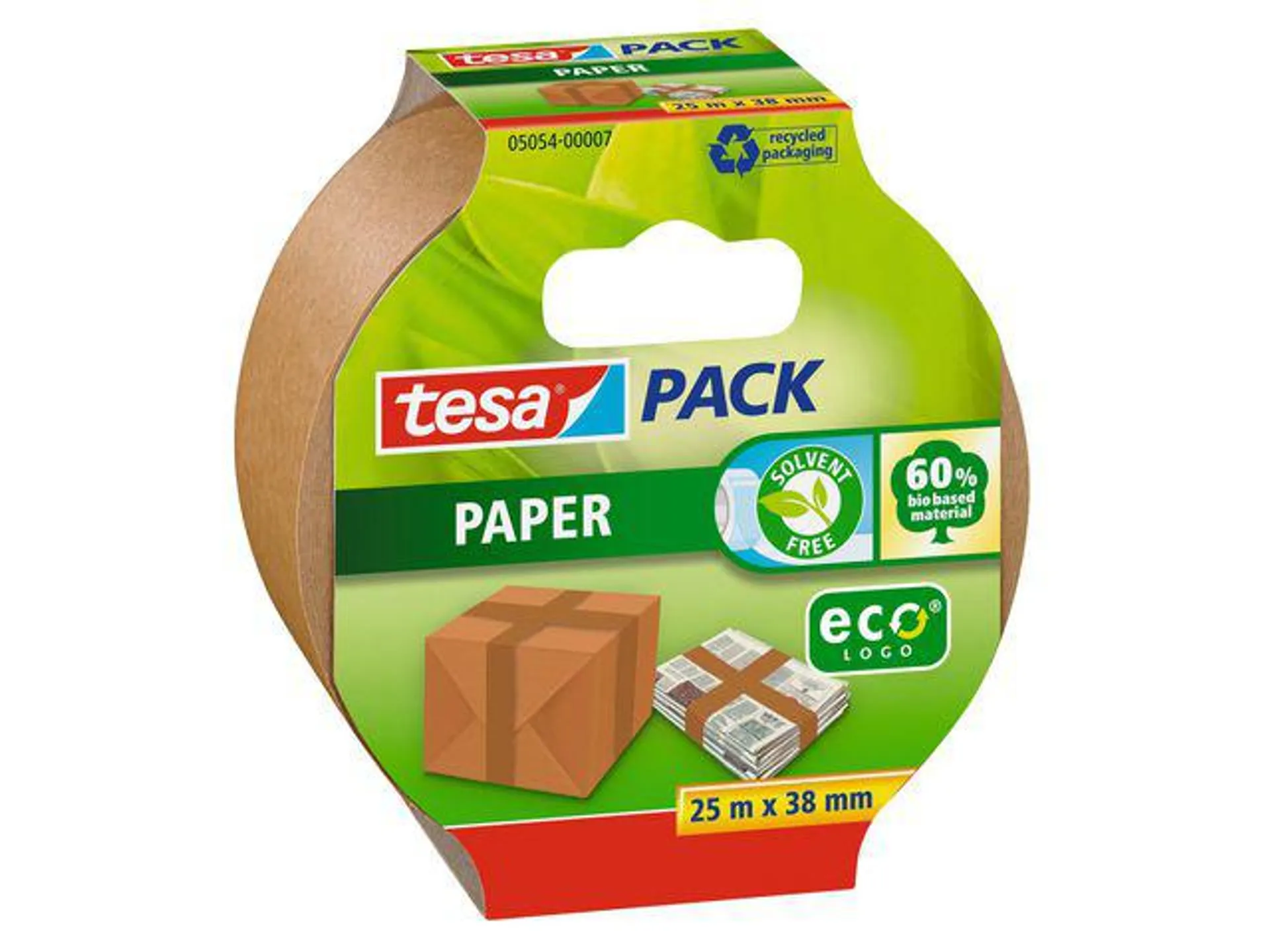 TESA pack Eco Verpakkingstape Papier, 38 mm x 25 m, Bruin