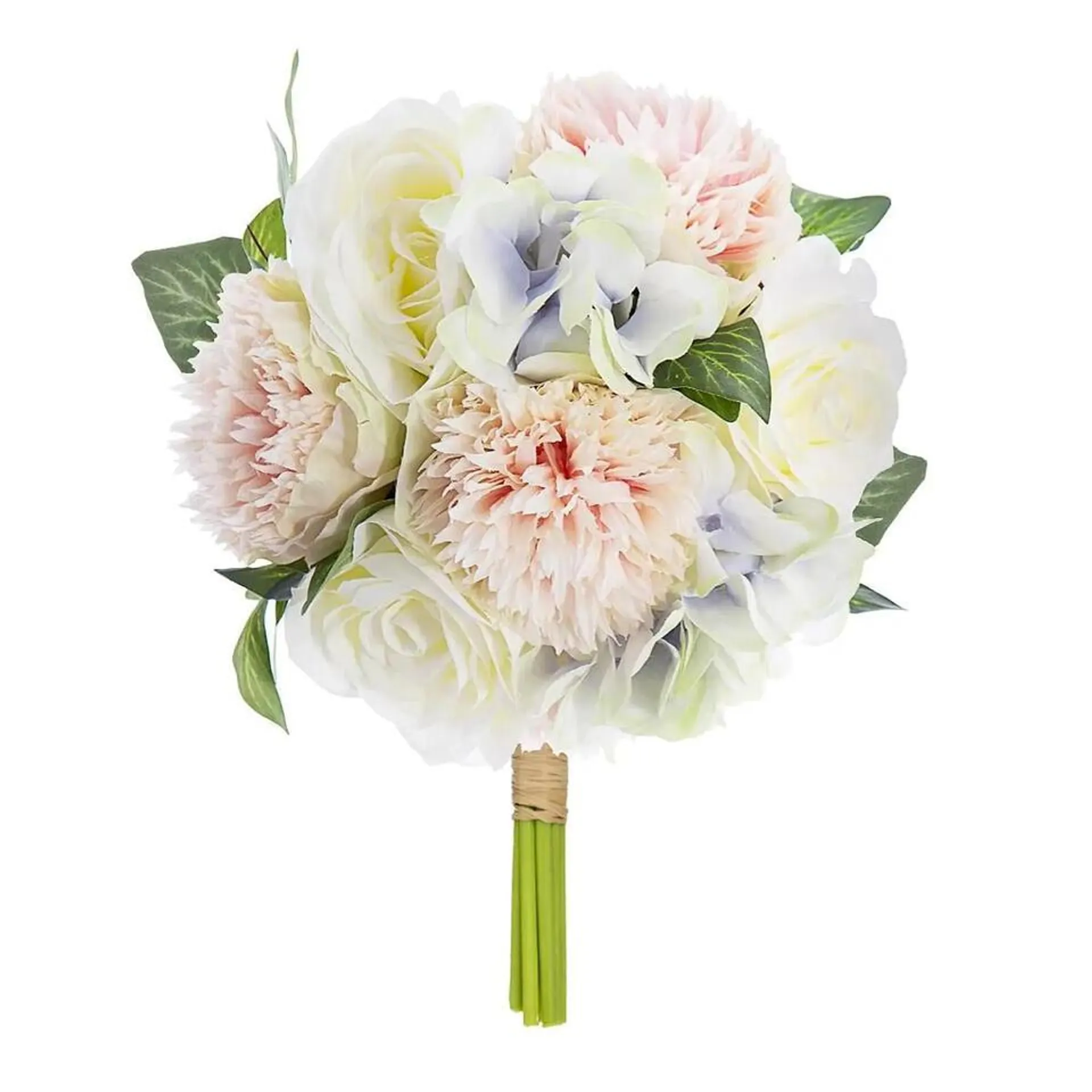 Atmosphera - anjer boeket kunstbloemen - wit - roze - 26 cm